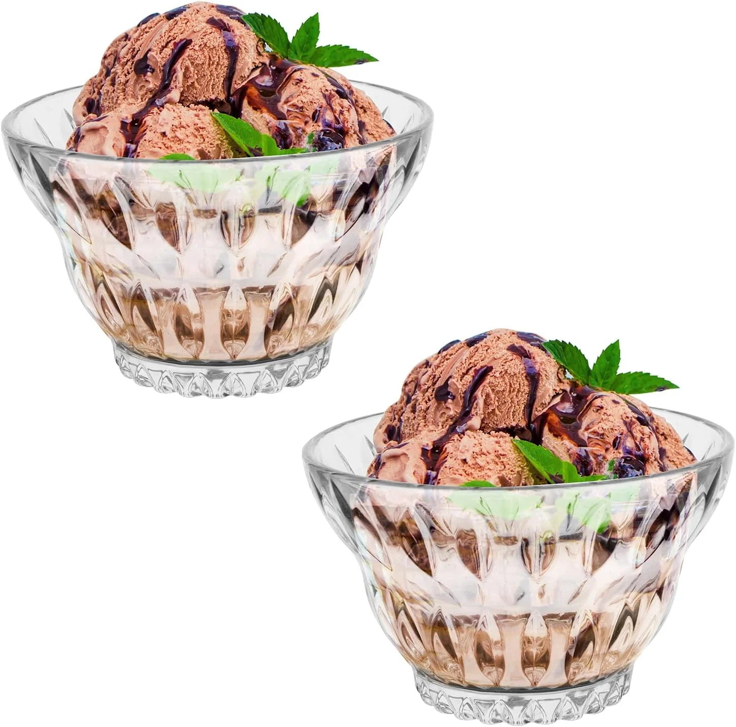 ست کاسه دسر شیشه ای Beautyflier، فنجان بستنی شیشه ای 300 میلی لیتری، کاسه دسر کوچک و زیبا برای دسر، بستنی، میوه، سالاد، تنقلات، کوکتل، چاشنی (شفاف 2، 2 عدد)