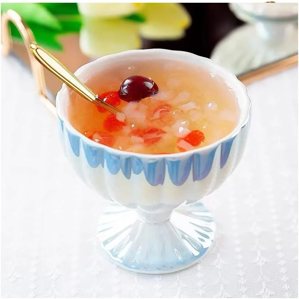 فنجان بستنی سرامیکی azzeell به همراه قاشق، فنجان و کاسه دسر قابل استفاده مجدد برای ترافل، پارفه، بستنی و آجیل، بشقاب کاسه ای سرامیکی فنجان دسر