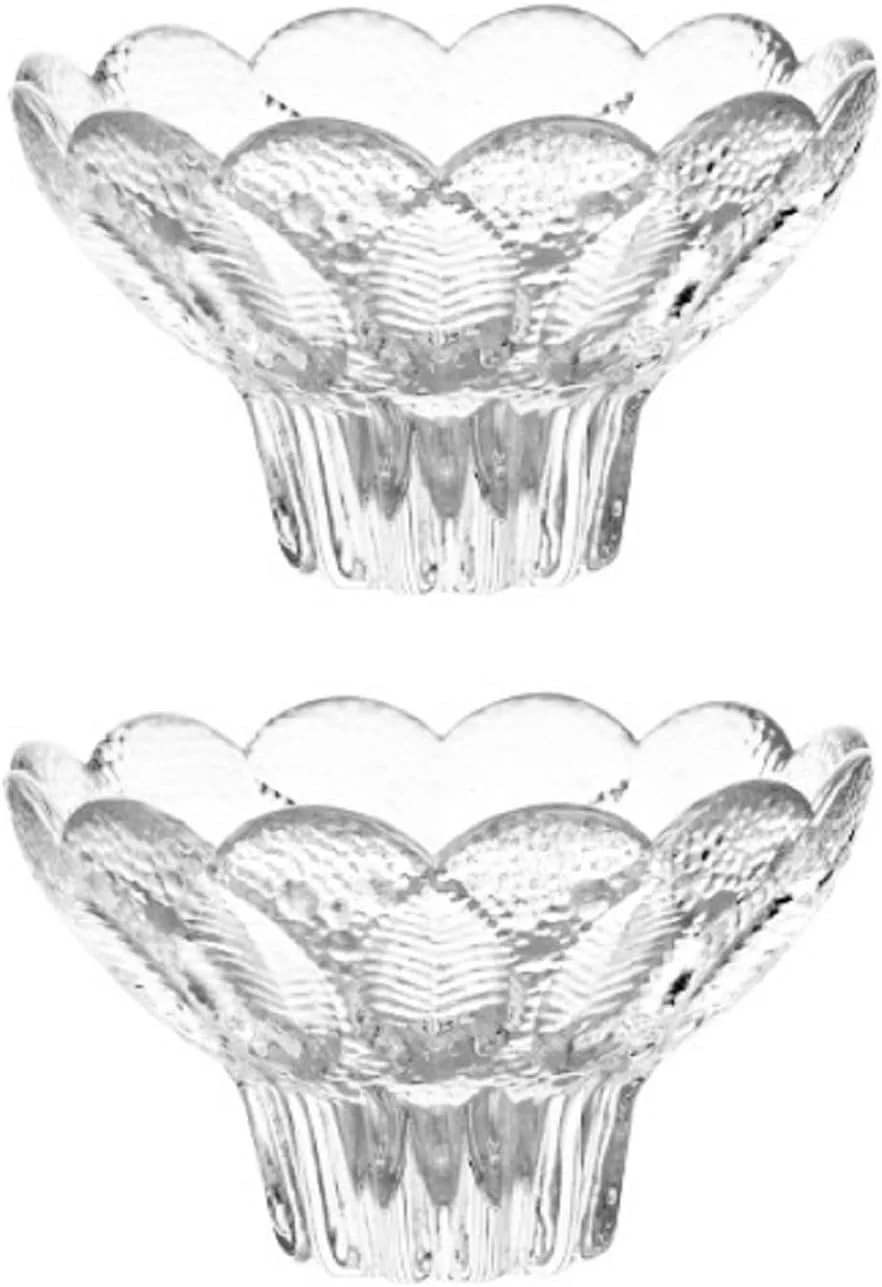 بافنسیجی A، ست 2 عدد کاسه دسر، کاسه دسر شیشه ای، کاسه بستنی، کاسه دسر پایه دار شیشه ای طرح برگ برجسته، ظروف پودینگ سالاد میوه پیش غذا