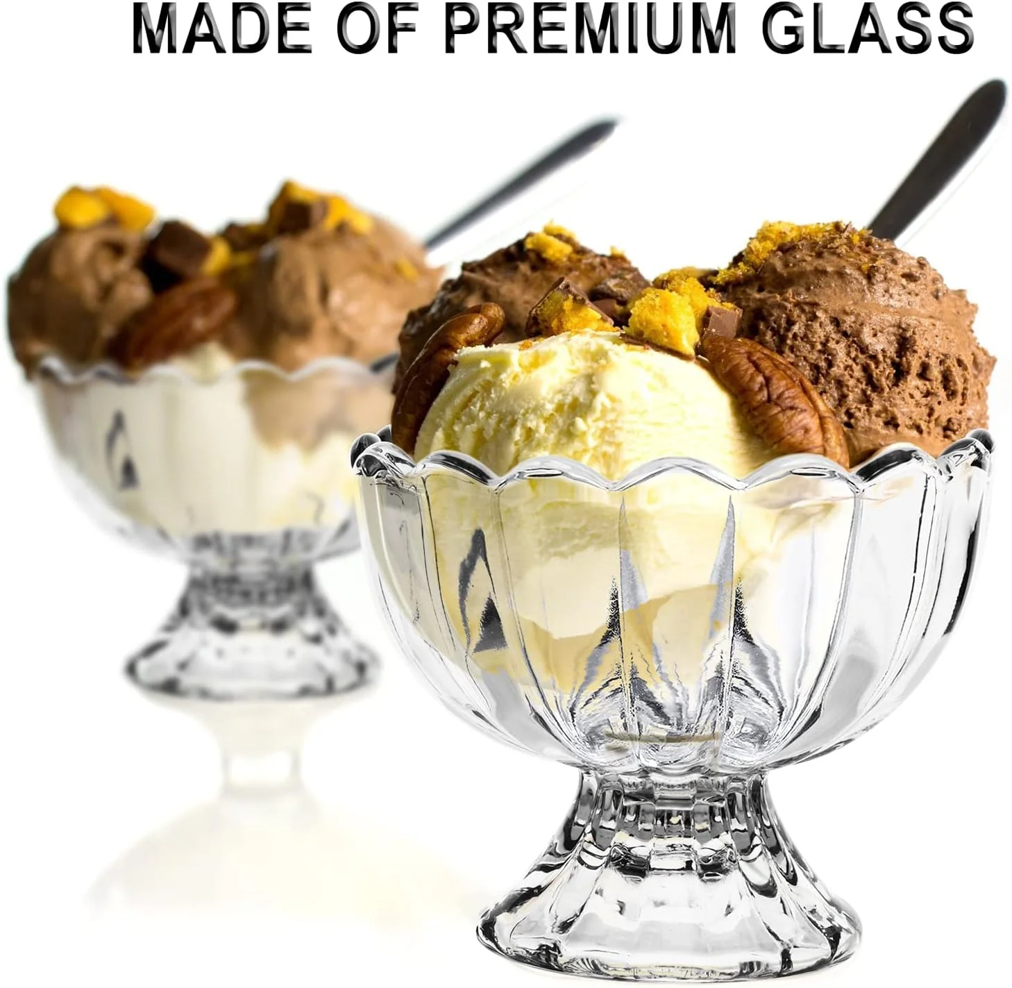 ست کاسه دسر شیشه ای بیوتی فلایر، فنجان بستنی شیشه ای 165 میلی لیتری، کاسه دسر کوچک و زیبا پایه دار مناسب دسر، بستنی، میوه، سالاد، تنقلات، کوکتل و چاشنی، 2 عددی