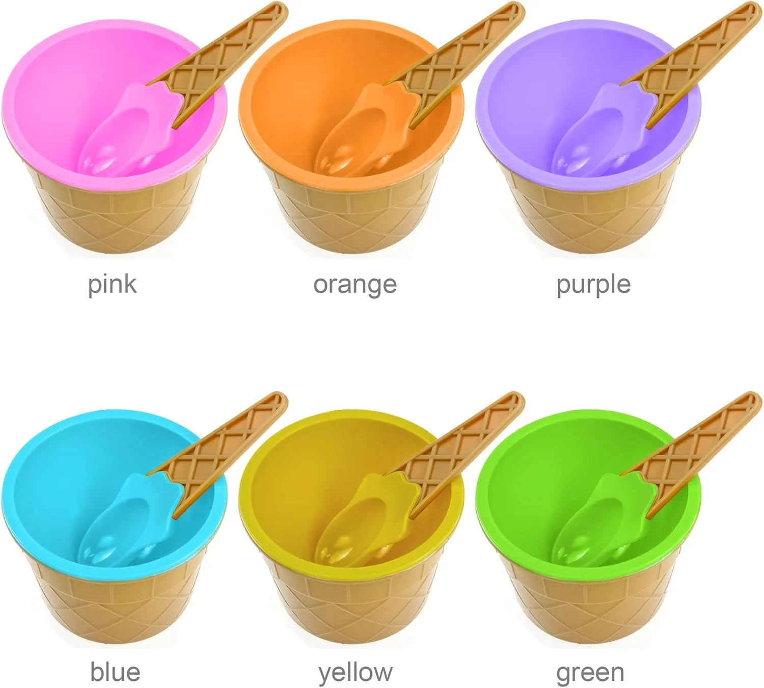 ست 6 تکه کاسه بستنی با قاشق باکیاولی، کاسه های دسر رنگارنگ زیبا برای کودکان، مناسب برای خانواده، کمپینگ، مهمانی ست 6 تکه کاسه بستنی با قاشق باکیاولی، کاسه های دسر رنگارنگ زیبا برای کودکان، مناسب برای خانواده، کمپینگ، مهمانی