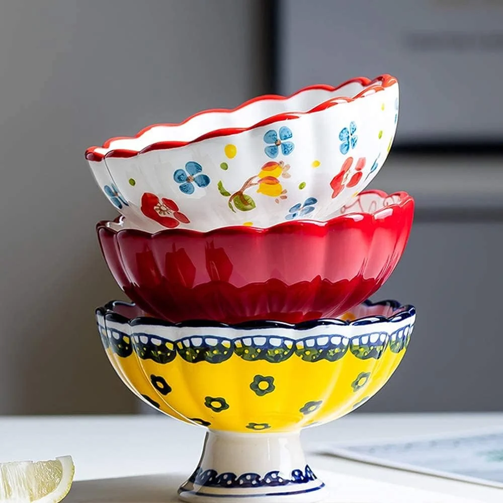 کاسه بستنی سرامیکی BERTY·PUYI، کاسه دسر 200 میلی لیتری، ست قیف بستنی دسر، کاسه برنج محکم، کاسه دسر قابل شستشو در ماشین ظرفشویی، برای میلک شیک، پارفه - A