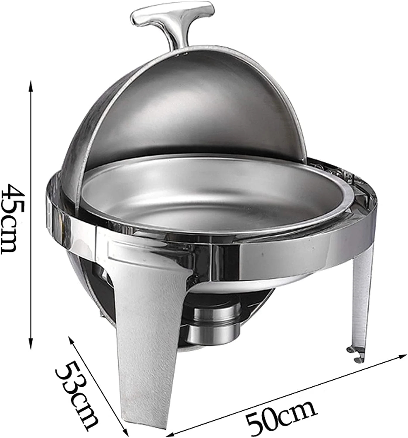 ظرف گرم نگهدارنده غذا BERTY·PUYI، گرم کننده غذا برای مهمانی ها و بوفه ها، گرم کننده و سرو کننده بوفه گرد برای تازه و خوشمزه نگه داشتن غذا، 6 لیتر - گرمایش الکلی-B