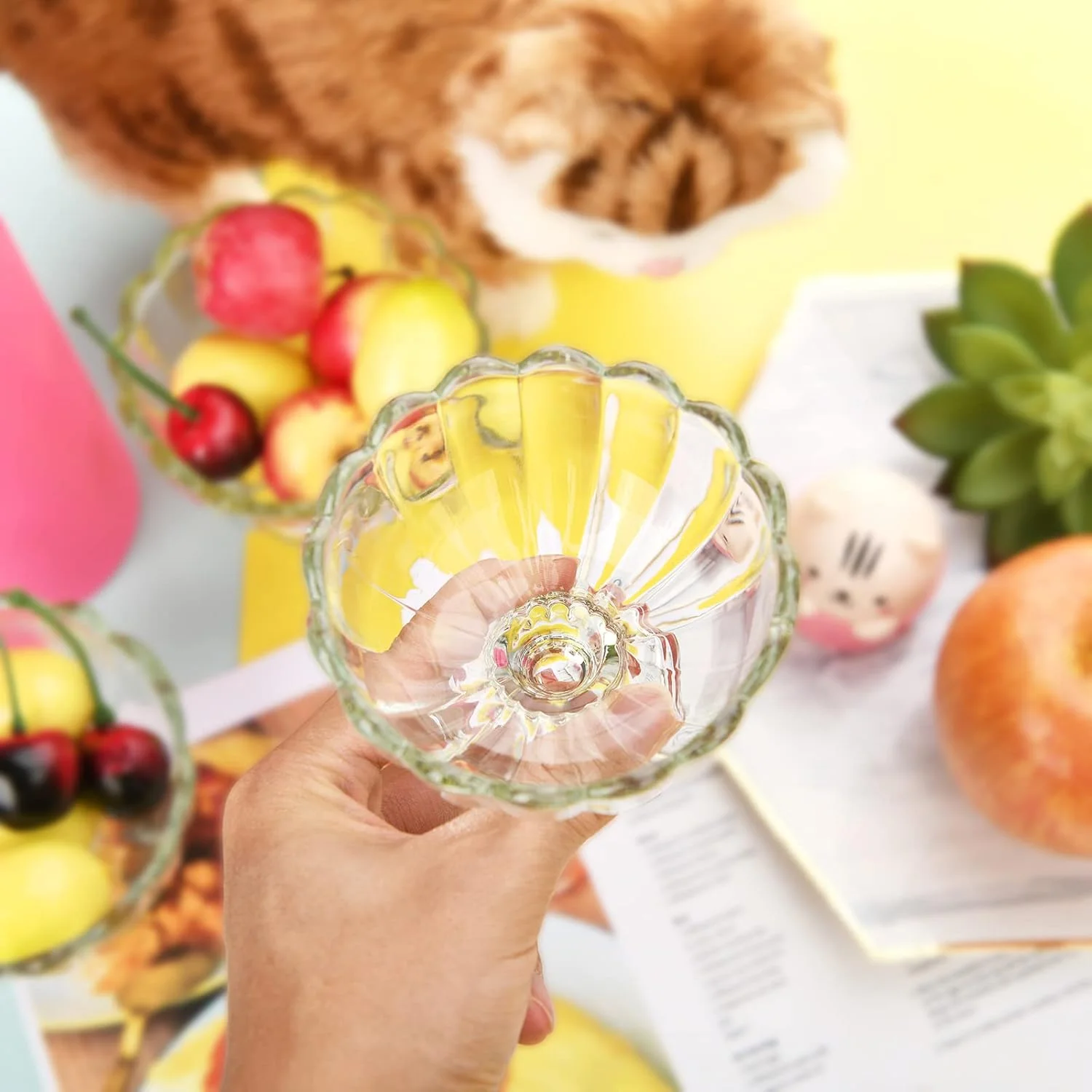 ست کاسه دسر شیشه ای بیوتی فلایر، فنجان بستنی شیشه ای 165 میلی لیتری، کاسه دسر کوچک و زیبا پایه دار مناسب دسر، بستنی، میوه، سالاد، تنقلات، کوکتل و چاشنی، 2 عددی