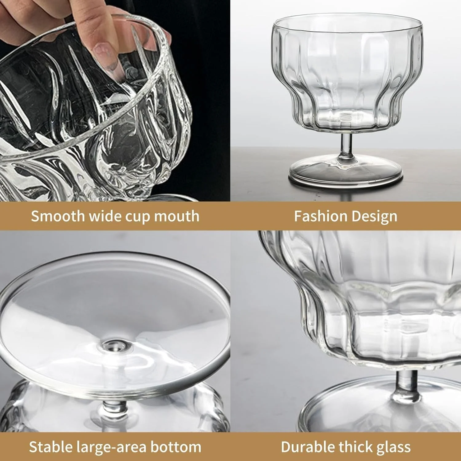 کاسه بستنی نشکن آزونه، 4 عدد، کاسه دسر شیشه ای با پایه، 420 میلی لیتر، فنجان بستنی خوری، فنجان پارفه، کاسه ترایفل، کاسه بستنی خوری شفاف و شیک برای بستنی و دسر کاسه بستنی نشکن آزونه، 4 عدد، کاسه دسر شیشه ای با پایه، 420 میلی لیتر، فنجان بستنی خوری، فنجان پارفه، کاسه ترایفل، کاسه بستنی خوری شفاف و شیک برای بستنی و دسر