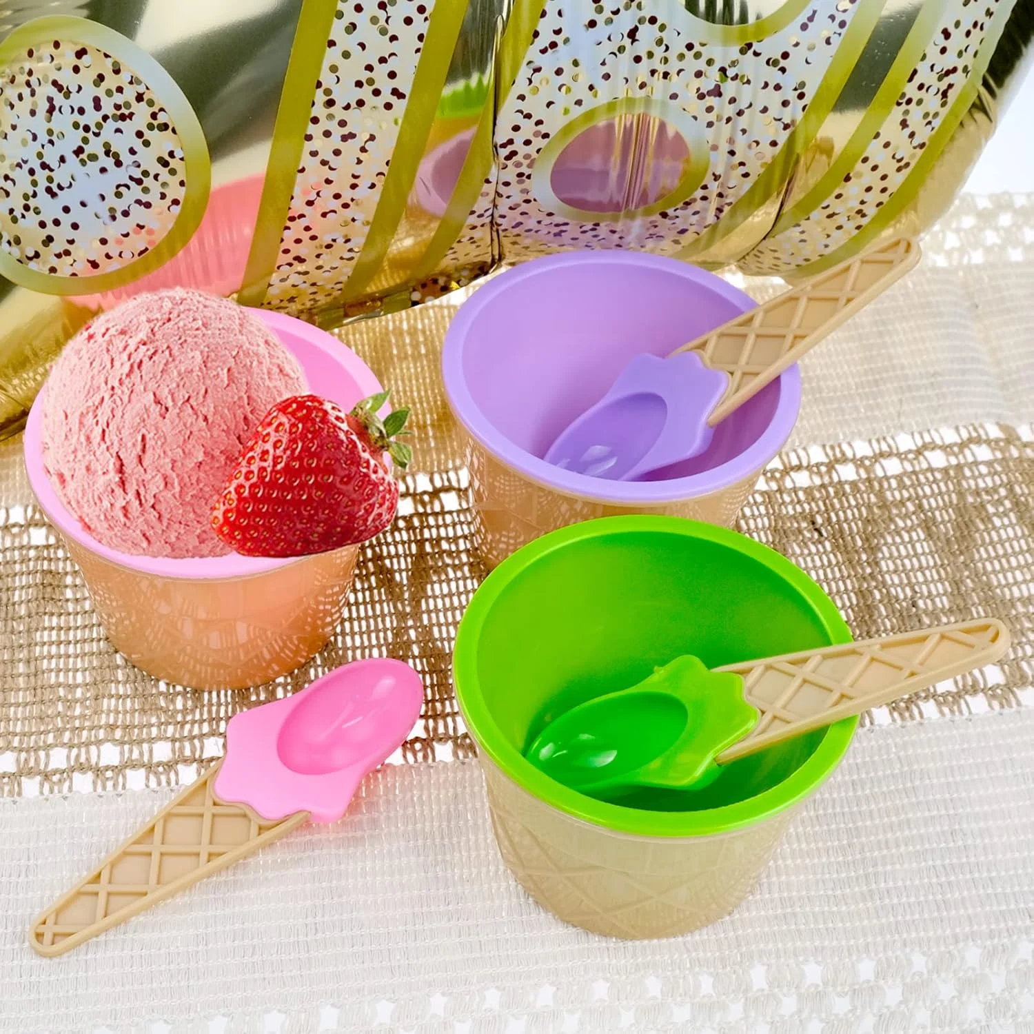 ست 6 تکه کاسه بستنی با قاشق باکیاولی، کاسه های دسر رنگارنگ زیبا برای کودکان، مناسب برای خانواده، کمپینگ، مهمانی ست 6 تکه کاسه بستنی با قاشق باکیاولی، کاسه های دسر رنگارنگ زیبا برای کودکان، مناسب برای خانواده، کمپینگ، مهمانی