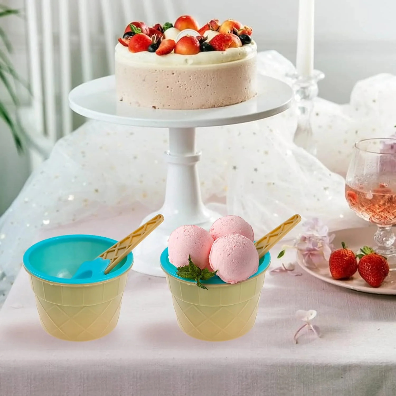 ست 6 تکه کاسه بستنی با قاشق باکیاولی، کاسه های دسر رنگارنگ زیبا برای کودکان، مناسب برای خانواده، کمپینگ، مهمانی ست 6 تکه کاسه بستنی با قاشق باکیاولی، کاسه های دسر رنگارنگ زیبا برای کودکان، مناسب برای خانواده، کمپینگ، مهمانی