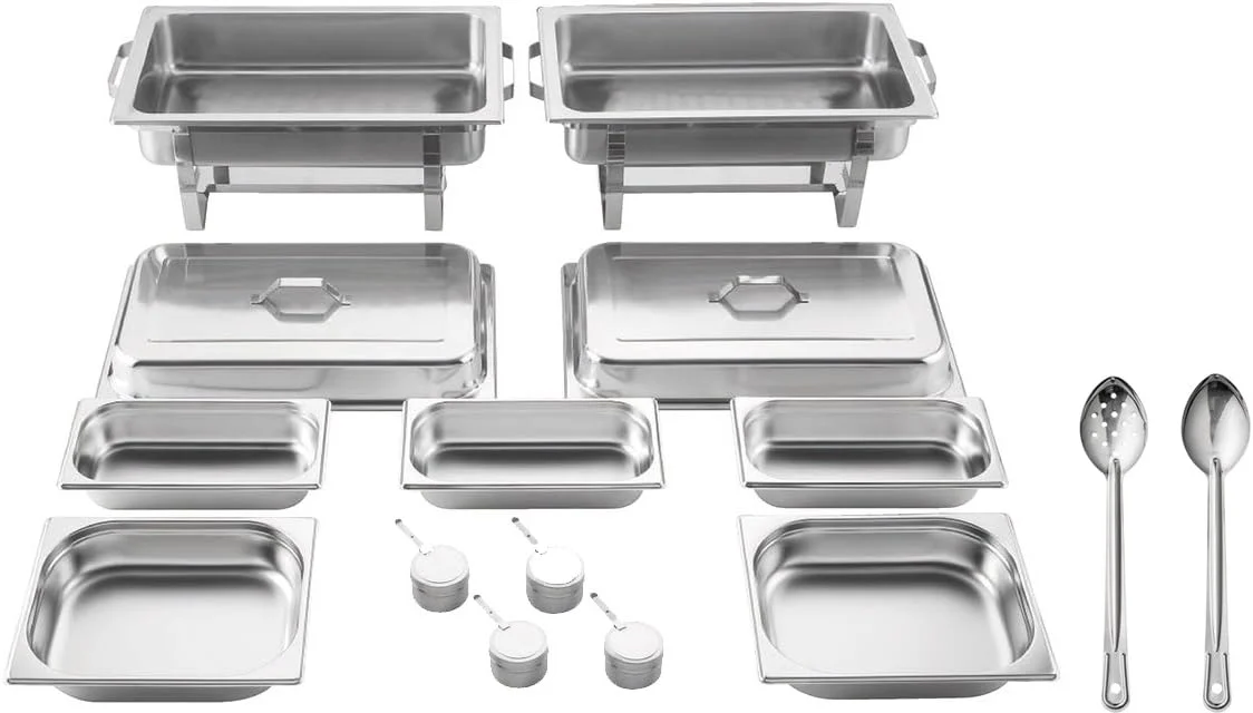 ظروف گرم نگهدارنده غذا باتانیا مدل 2 Chafing Dishes، ست 14 پارچه با کیفیت پذیرایی، استیل ضد زنگ - ظروف گرم کننده سنگین برای بوفه، پذیرایی و باربیکیو ظروف گرم نگهدارنده غذا باتانیا مدل 2 Chafing Dishes، ست 14 پارچه با کیفیت پذیرایی، استیل ضد زنگ - ظروف گرم کننده سنگین برای بوفه، پذیرایی و باربیکیو