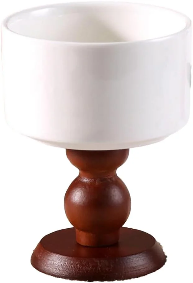 کاسه پایه بلند سرامیکی رترو فرانسوی CAPIJIONG، کاسه دسر پایه بلند چوبی مناسب منزل - کاسه صاف + پایه چوبی کاسه پایه بلند سرامیکی رترو فرانسوی CAPIJIONG، کاسه دسر پایه بلند چوبی مناسب منزل - کاسه صاف + پایه چوبی