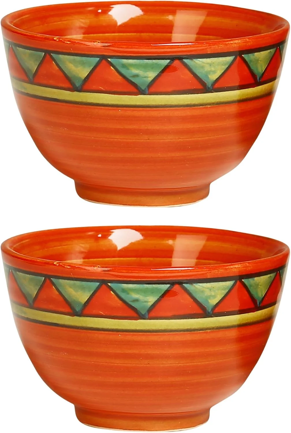 کاسه دسر سرامیکی دست ساز کافئین با طرح مثلث های نارنجی و سبز (ست 6 عددی) کاسه دسر سرامیکی دست ساز کافئین با طرح مثلث های نارنجی و سبز (ست 6 عددی)