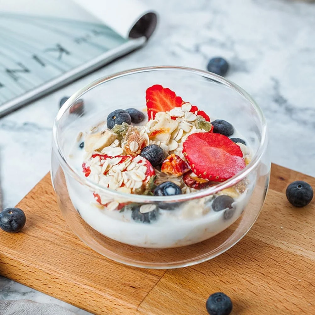 کاسه شیشه ای Cabilock مناسب برای مخلوط کردن، فنجان نودل، کاسه های کریستالی زیبا، کاسه های رستورانی، لیوان های بزرگ دسر، ظروف سس، ظروف شیشه ای دوجداره، ادویه جات، خامه، کاسه های سرو دسر