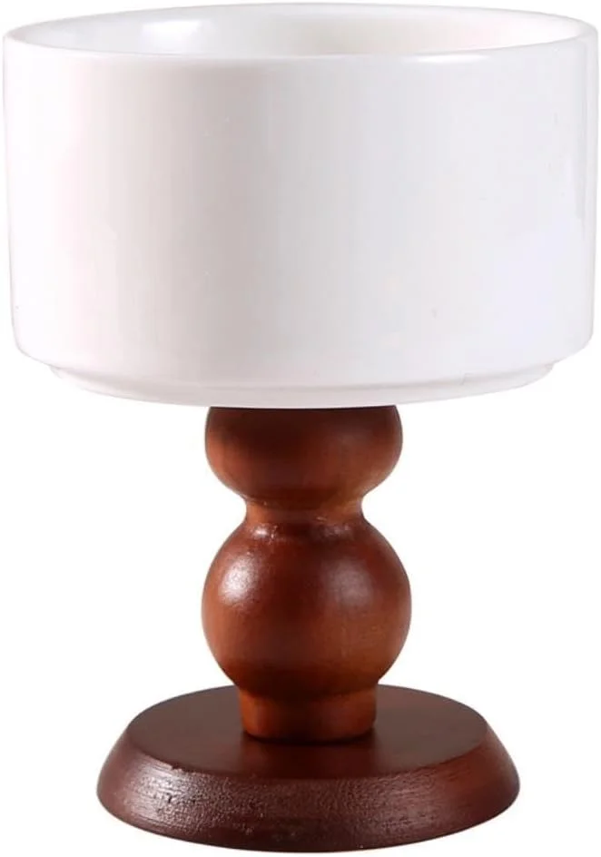 کاسه پایه بلند سرامیکی رترو فرانسوی CAPIJIONG، کاسه دسر پایه بلند چوبی مناسب منزل - کاسه صاف + پایه چوبی کاسه پایه بلند سرامیکی رترو فرانسوی CAPIJIONG، کاسه دسر پایه بلند چوبی مناسب منزل - کاسه صاف + پایه چوبی