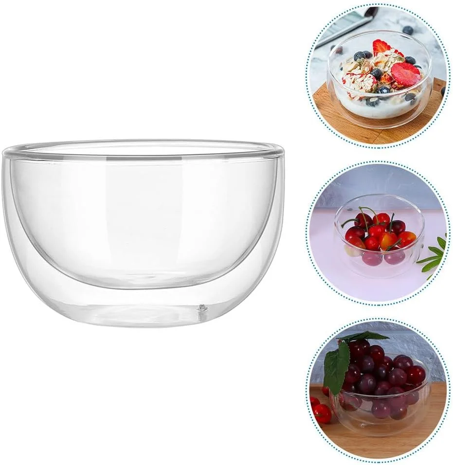 کاسه شیشه ای Cabilock مناسب برای مخلوط کردن، فنجان نودل، کاسه های کریستالی زیبا، کاسه های رستورانی، لیوان های بزرگ دسر، ظروف سس، ظروف شیشه ای دوجداره، ادویه جات، خامه، کاسه های سرو دسر