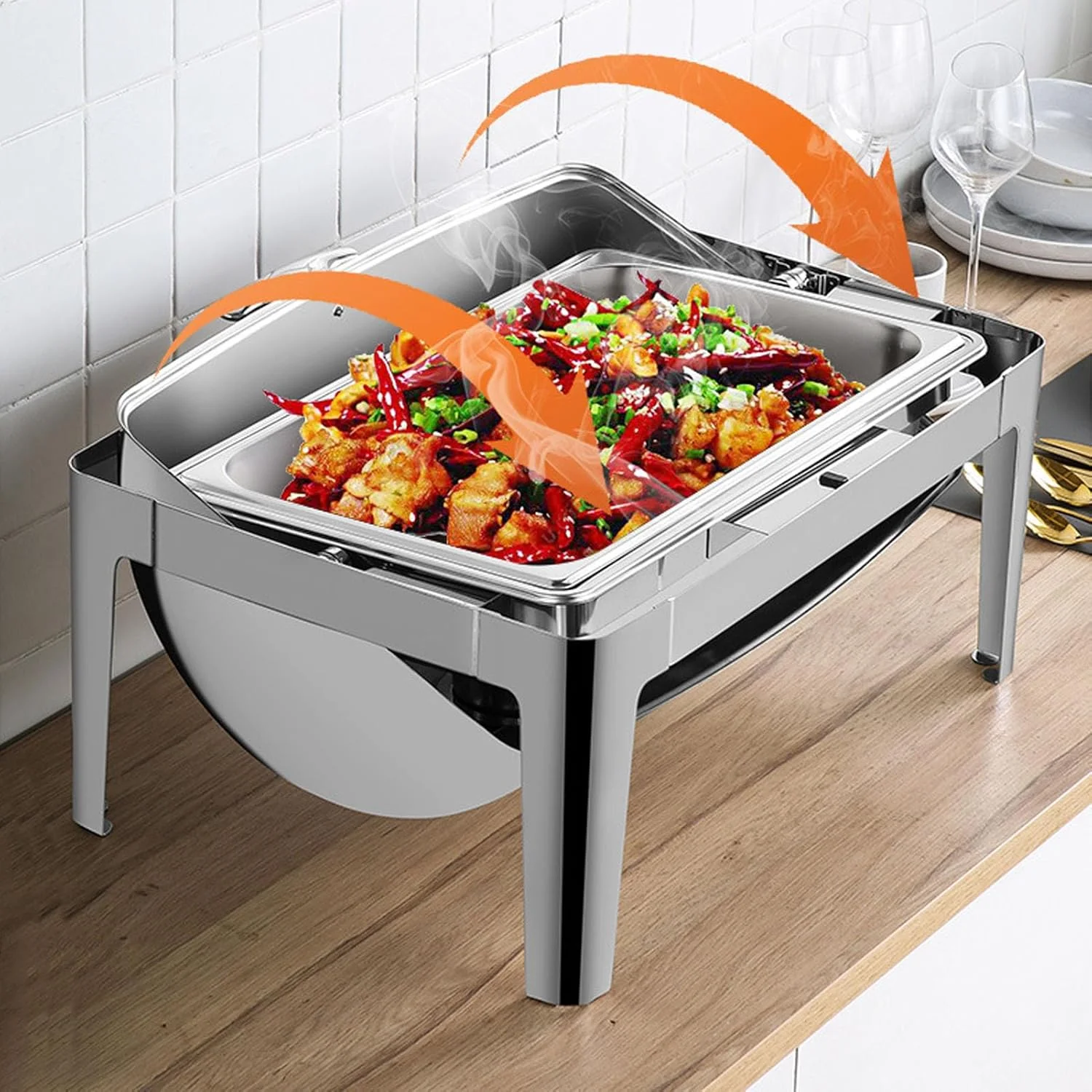 ظرف گرم نگهدارنده غذا بوفه استیل 9 لیتری BusoTh، گرمکن غذا پذیرایی بوفه با درب شیشه ای شفاف، گرمکن الکلی غذا برای هتل ها، رستوران ها، بوفه (استیل ضد زنگ) ظرف گرم نگهدارنده غذا بوفه استیل 9 لیتری BusoTh، گرمکن غذا پذیرایی بوفه با درب شیشه ای شفاف، گرمکن الکلی غذا برای هتل ها، رستوران ها، بوفه (استیل ضد زنگ)