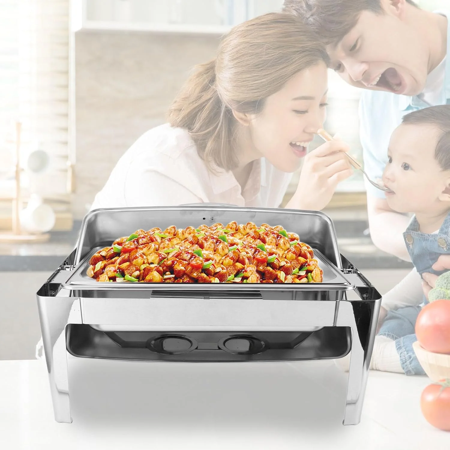 ظرف گرم نگهدارنده غذا بوفه استیل 9 لیتری BusoTh، گرمکن غذا پذیرایی بوفه با درب شیشه ای شفاف، گرمکن الکلی غذا برای هتل ها، رستوران ها، بوفه (استیل ضد زنگ) ظرف گرم نگهدارنده غذا بوفه استیل 9 لیتری BusoTh، گرمکن غذا پذیرایی بوفه با درب شیشه ای شفاف، گرمکن الکلی غذا برای هتل ها، رستوران ها، بوفه (استیل ضد زنگ)