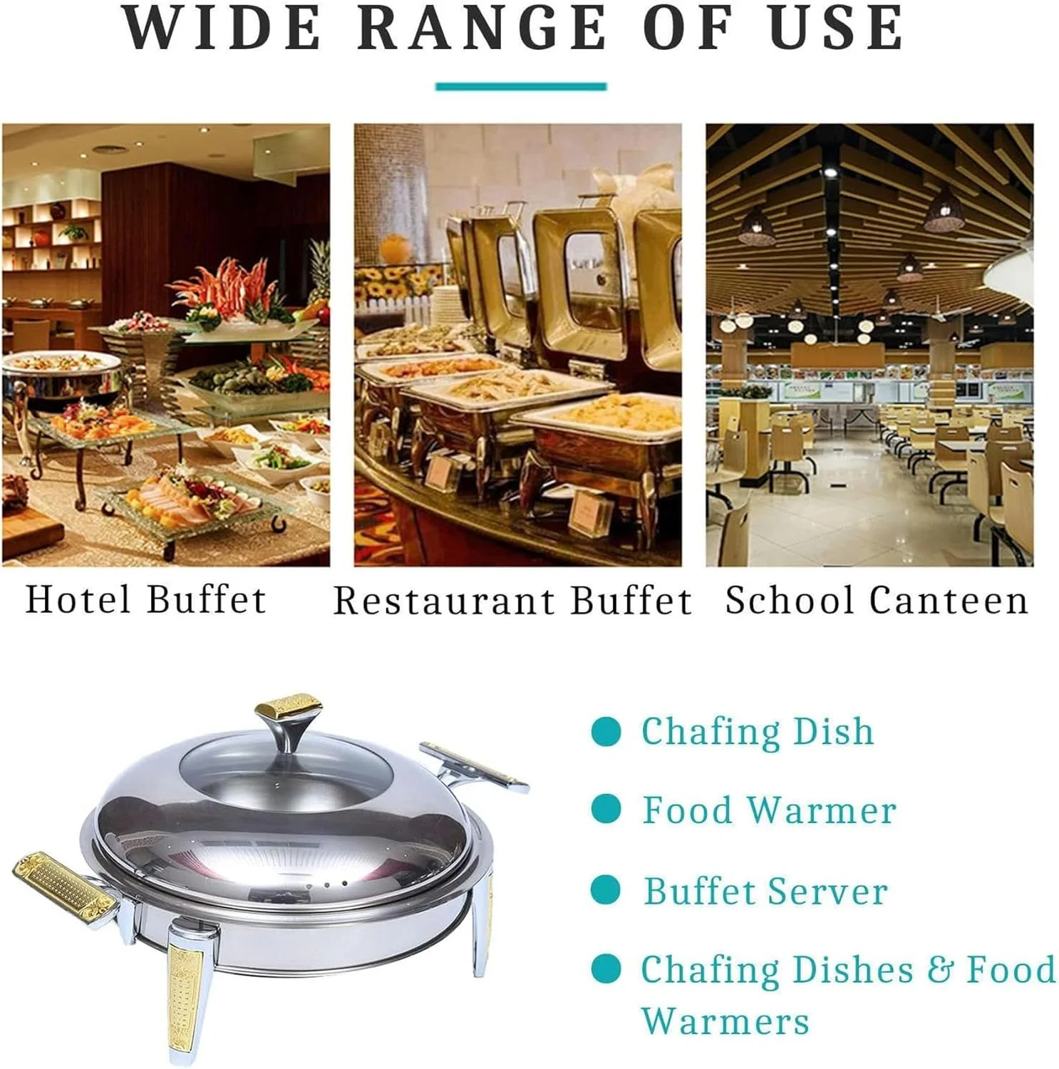 ظروف گرم نگهدارنده غذا، سینی بوفه گرد استیل ضد زنگ با درب، ظرف غذا و نگهدارنده سوخت، مناسب آشپزخانه، پذیرایی، مهمانی و بوفه (22 سانتی متر) ظروف گرم نگهدارنده غذا، سینی بوفه گرد استیل ضد زنگ با درب، ظرف غذا و نگهدارنده سوخت، مناسب آشپزخانه، پذیرایی، مهمانی و بوفه (22 سانتی متر)