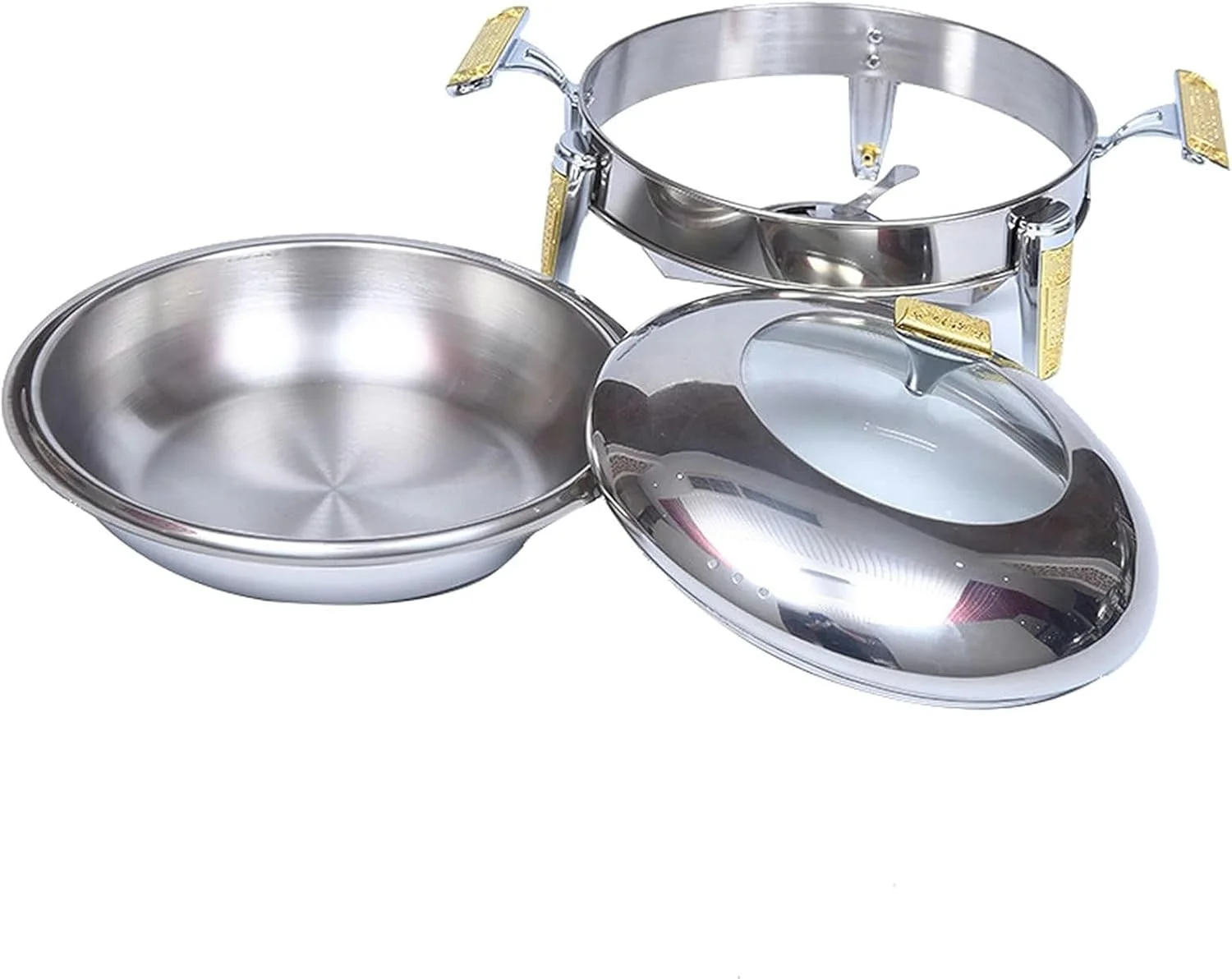 ظروف گرم نگهدارنده غذا، سینی بوفه گرد استیل ضد زنگ با درب، ظرف غذا و نگهدارنده سوخت، مناسب آشپزخانه، پذیرایی، مهمانی و بوفه (22 سانتی متر) ظروف گرم نگهدارنده غذا، سینی بوفه گرد استیل ضد زنگ با درب، ظرف غذا و نگهدارنده سوخت، مناسب آشپزخانه، پذیرایی، مهمانی و بوفه (22 سانتی متر)