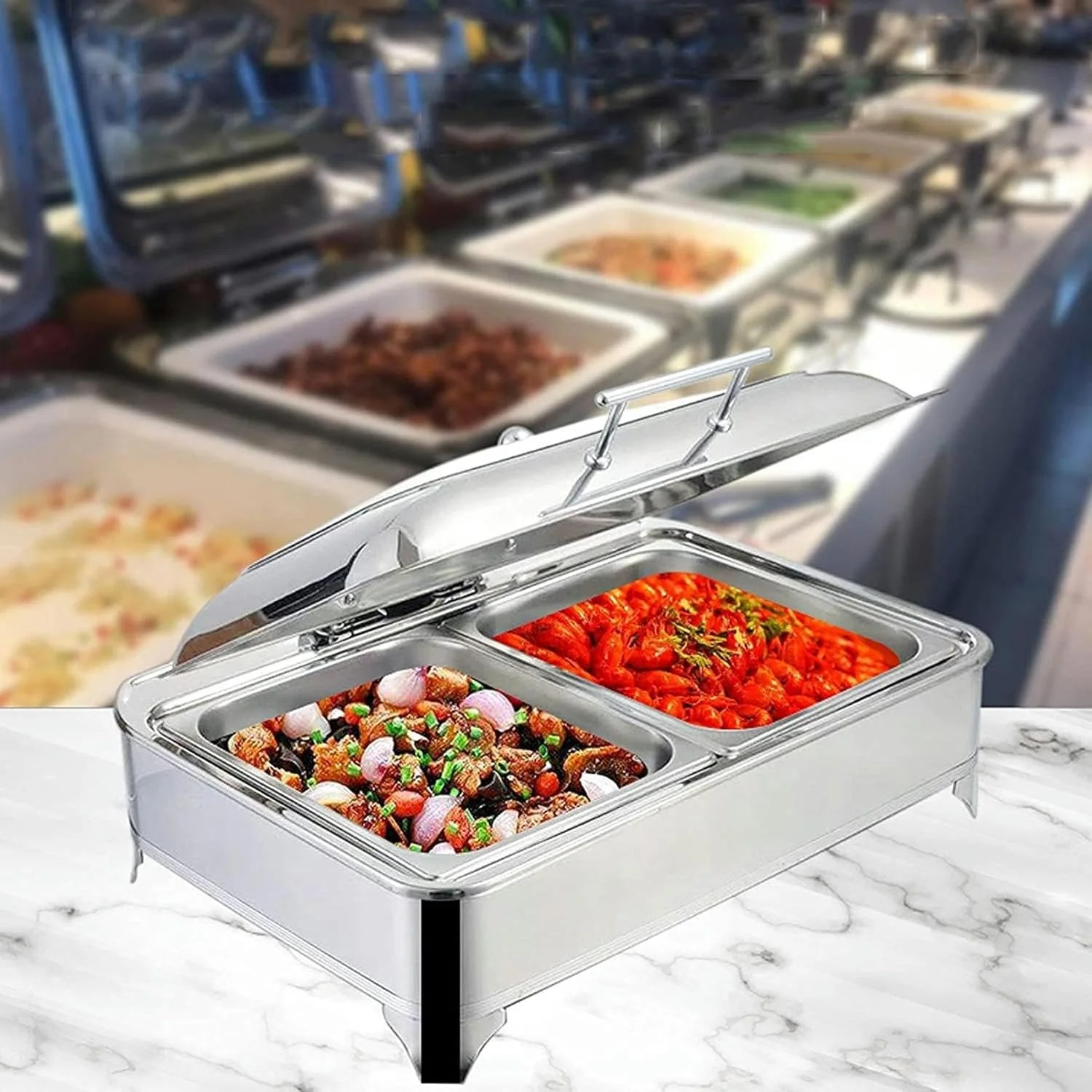 ظروف گرم نگهدارنده غذا، گرم کننده غذا برای مهمانی ها، گرمکن بوفه تجاری 9 لیتری با درب برای بوفه عروسی یا مهمانی - غذا را گرم نگه دارید ظروف گرم نگهدارنده غذا، گرم کننده غذا برای مهمانی ها، گرمکن بوفه تجاری 9 لیتری با درب برای بوفه عروسی یا مهمانی - غذا را گرم نگه دارید