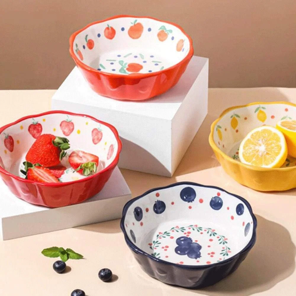 کاسه های COKYIS برای آشپزخانه، کاسه سالاد میوه، کاسه دسر زیبا، کاسه صبحانه، کاسه سرامیکی کوچک خانگی، ضد ترک و بادوام، لوازم رستوران 350 میلی لیتر، سه رنگ 15*5 سانتی متر، کاسه برنج (رنگ: زرد)