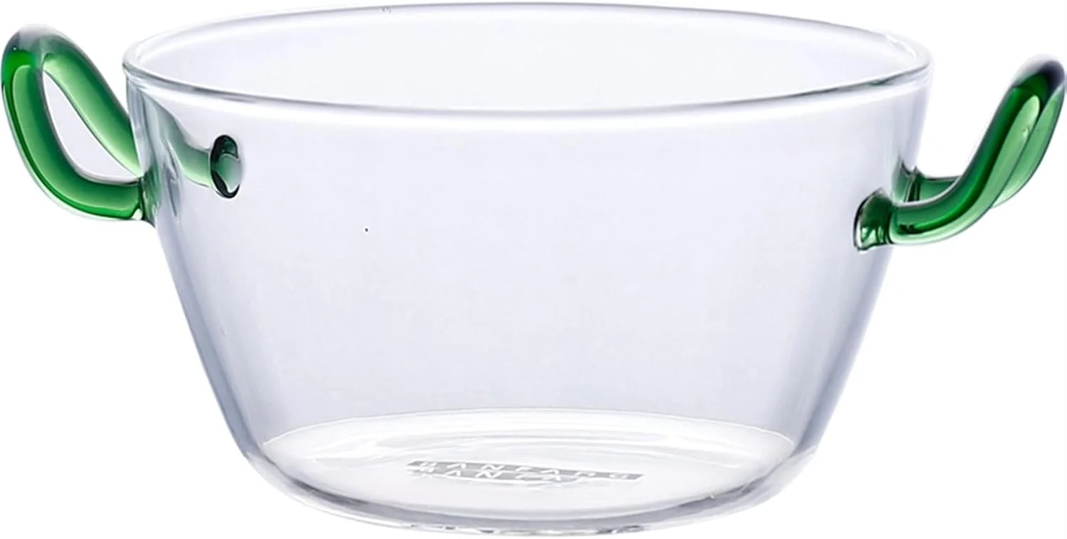 کاسه های COKYIS برای آشپزخانه، کاسه سالاد شیشه ای دسته دار، کاسه دسر، مقاوم در برابر حرارت مایکروویو، کاسه خانگی برای صبحانه، فرنی، بستنی (رنگ: A-500ML)