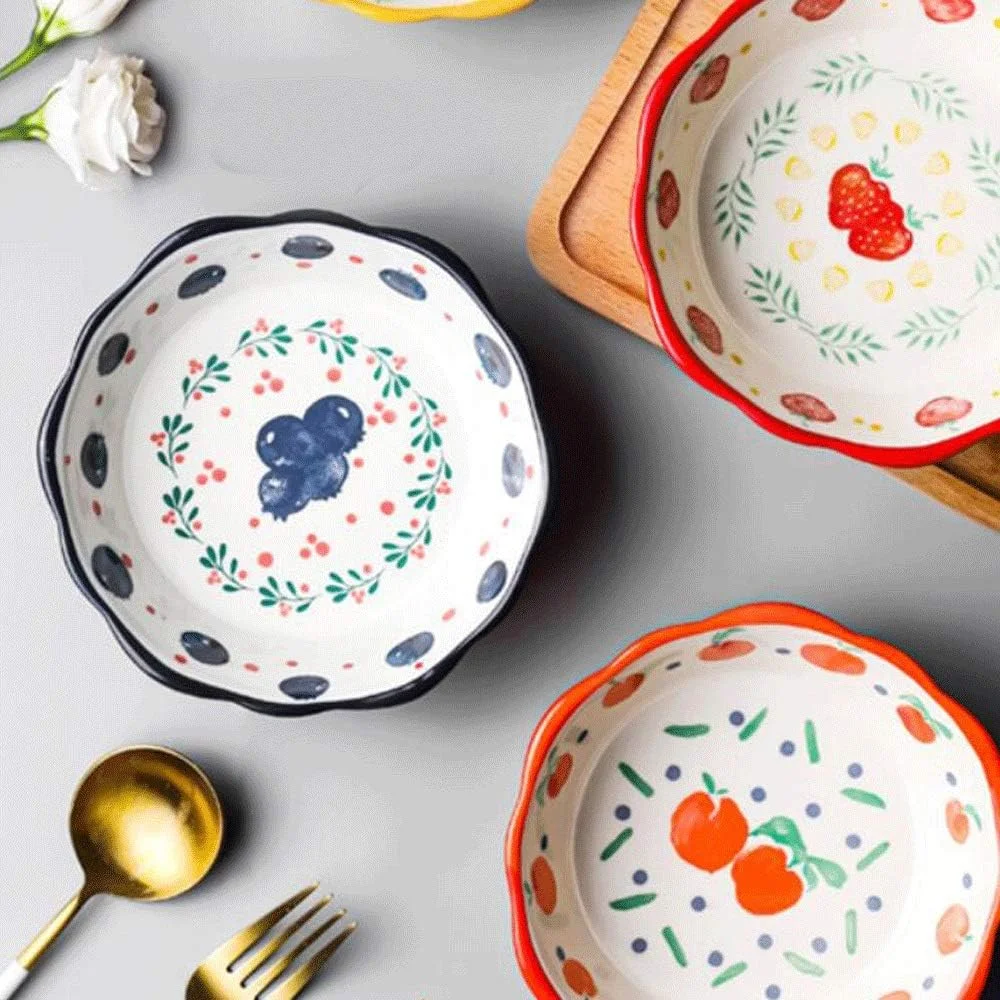 کاسه های COKYIS برای آشپزخانه، کاسه سالاد میوه، کاسه دسر زیبا، کاسه صبحانه، کاسه سرامیکی کوچک خانگی، ضد ترک و بادوام، لوازم رستوران 350 میلی لیتر، سه رنگ 15*5 سانتی متر، کاسه برنج (رنگ: زرد)