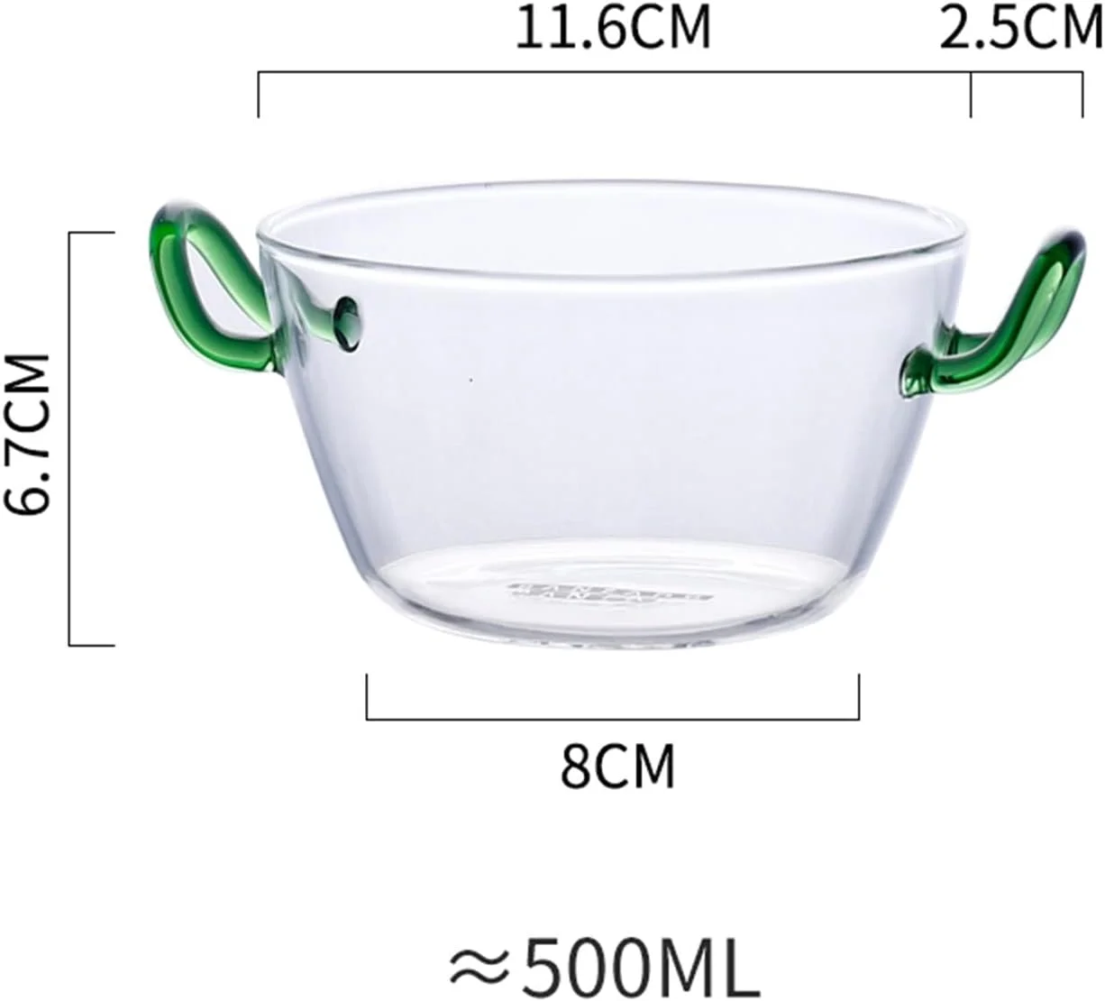 کاسه های COKYIS برای آشپزخانه، کاسه سالاد شیشه ای دسته دار، کاسه دسر، مقاوم در برابر حرارت مایکروویو، کاسه خانگی برای صبحانه، فرنی، بستنی (رنگ: A-500ML)