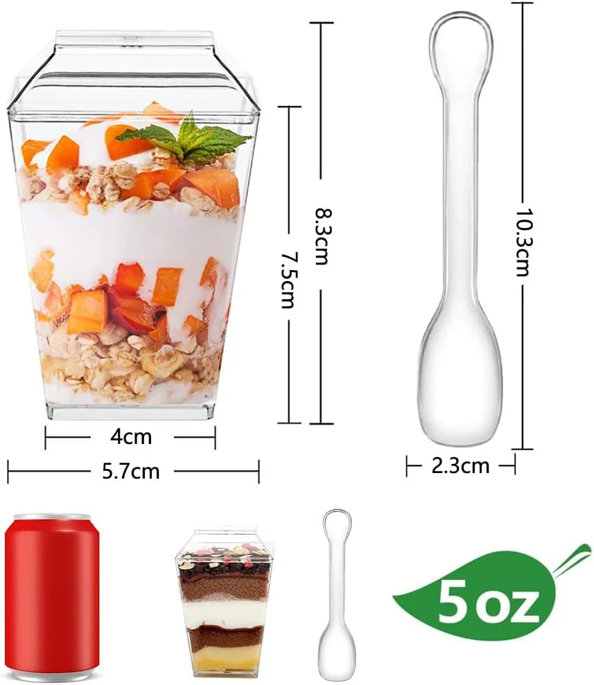 فنجان های دسر رنگارنگ خرید، بسته 100 عددی فنجان های پیش غذا 150 میلی لیتری فنجان های پارفه پلاستیکی شفاف با درب و قاشق فنجان های دسر رنگارنگ خرید، بسته 100 عددی فنجان های پیش غذا 150 میلی لیتری فنجان های پارفه پلاستیکی شفاف با درب و قاشق