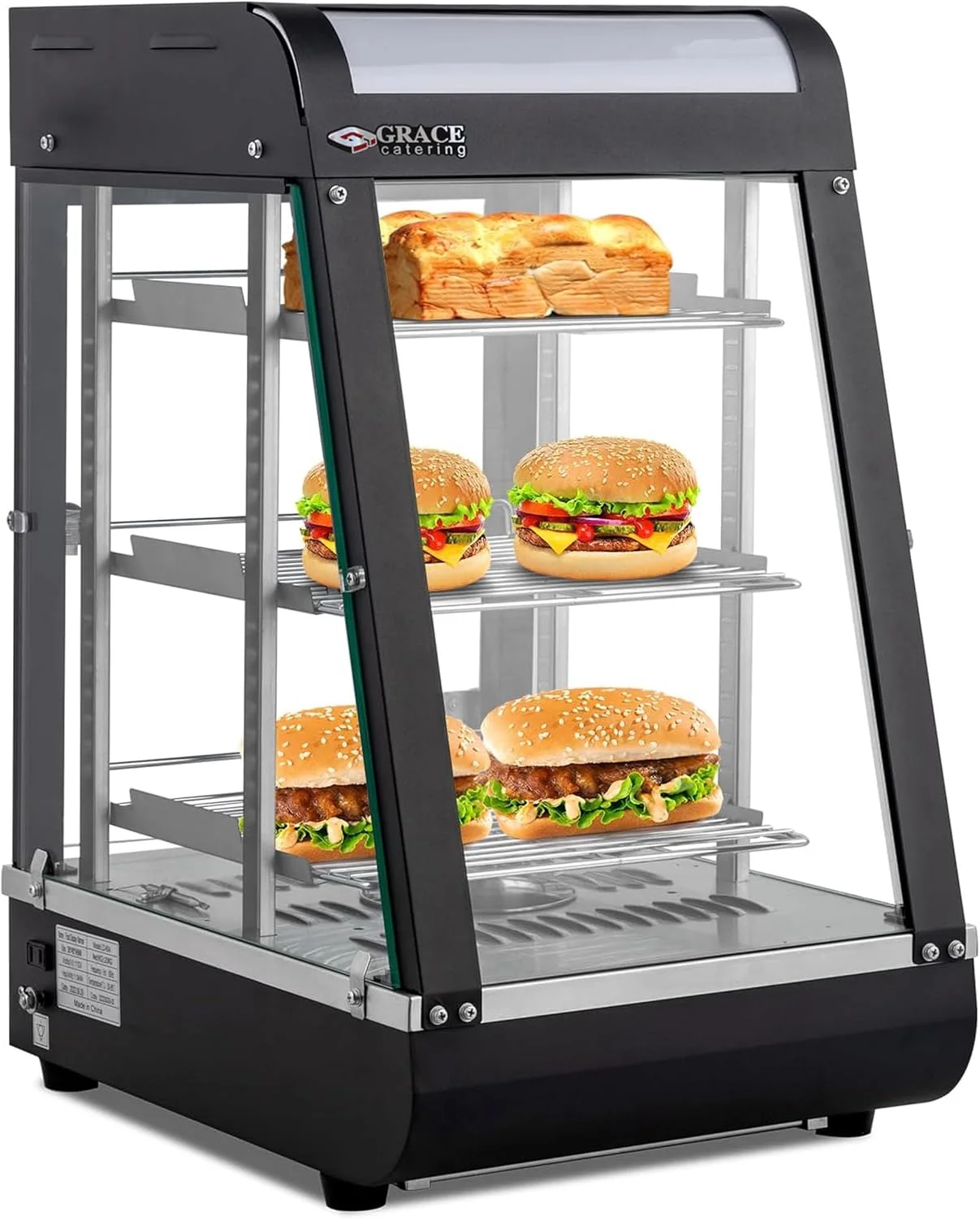 گرمکن غذا تجاری گریس، گرمکن پیتزا، 3 طبقه، گرمکن شیرینی، درب های کشویی شیشه ای سکوریت، ویترین گرمکن پیتزا، نور گرم LED، گرمکن ویترینی غذا (NB-604-380x480x640) گرمکن غذا تجاری گریس، گرمکن پیتزا، 3 طبقه، گرمکن شیرینی، درب های کشویی شیشه ای سکوریت، ویترین گرمکن پیتزا، نور گرم LED، گرمکن ویترینی غذا (NB-604-380x480x640)