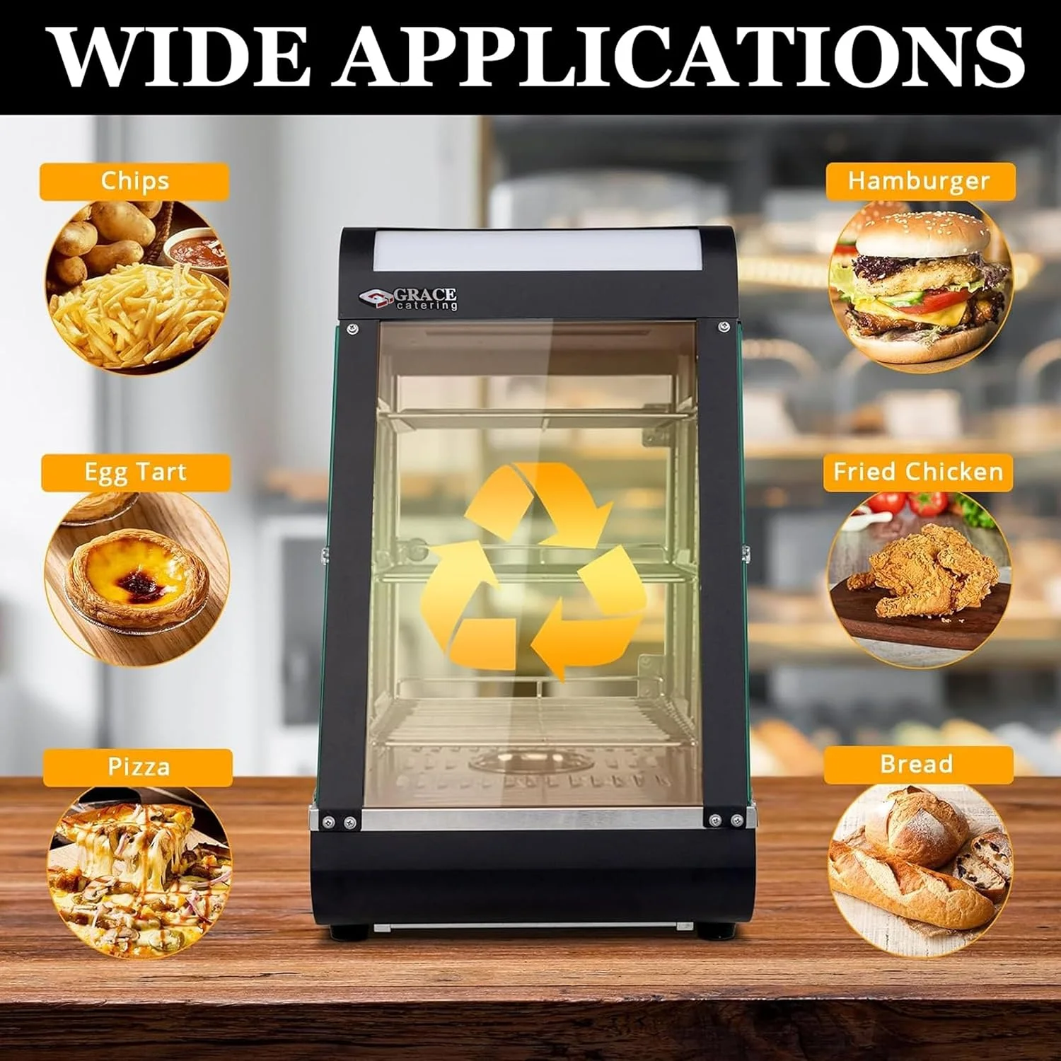 گرمکن غذا تجاری گریس، گرمکن پیتزا، 3 طبقه، گرمکن شیرینی، درب های کشویی شیشه ای سکوریت، ویترین گرمکن پیتزا، نور گرم LED، گرمکن ویترینی غذا (NB-604-380x480x640) گرمکن غذا تجاری گریس، گرمکن پیتزا، 3 طبقه، گرمکن شیرینی، درب های کشویی شیشه ای سکوریت، ویترین گرمکن پیتزا، نور گرم LED، گرمکن ویترینی غذا (NB-604-380x480x640)