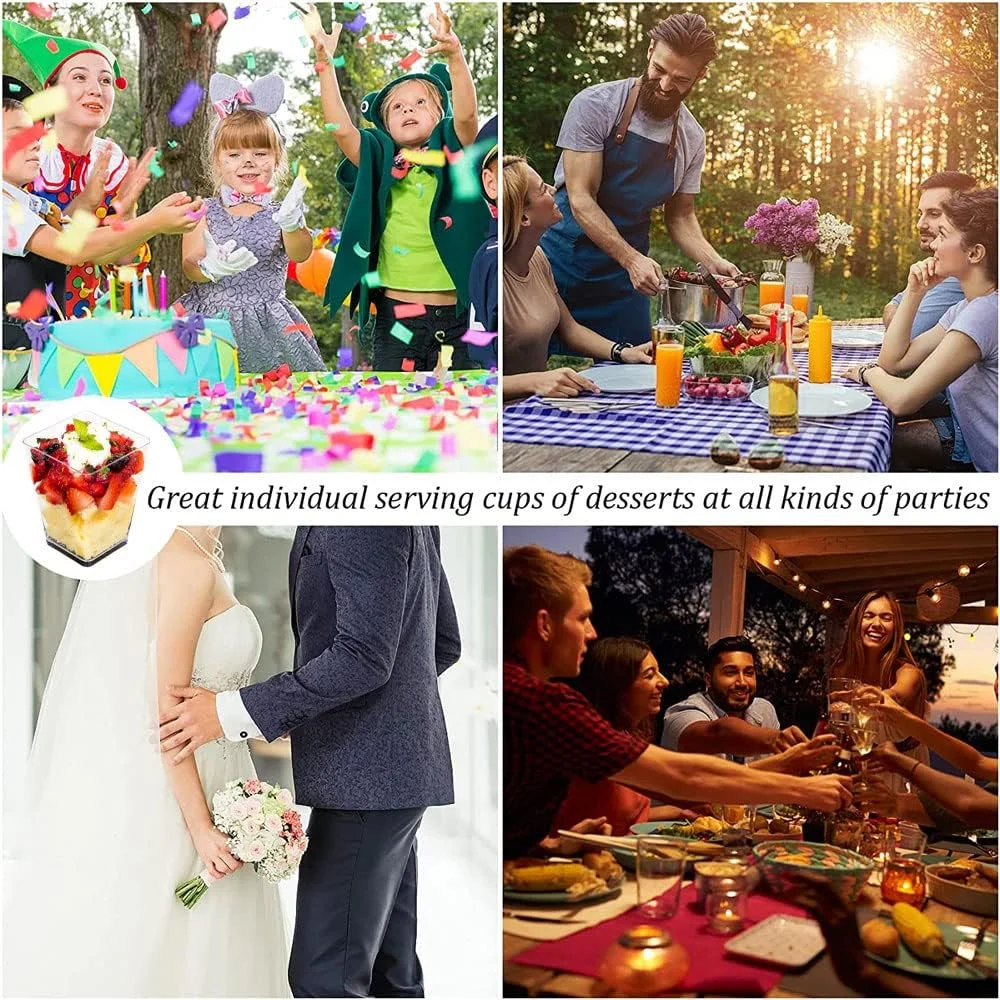 فنجان های دسر رنگارنگ خرید، بسته 100 عددی فنجان های پیش غذا 150 میلی لیتری فنجان های پارفه پلاستیکی شفاف با درب و قاشق فنجان های دسر رنگارنگ خرید، بسته 100 عددی فنجان های پیش غذا 150 میلی لیتری فنجان های پارفه پلاستیکی شفاف با درب و قاشق