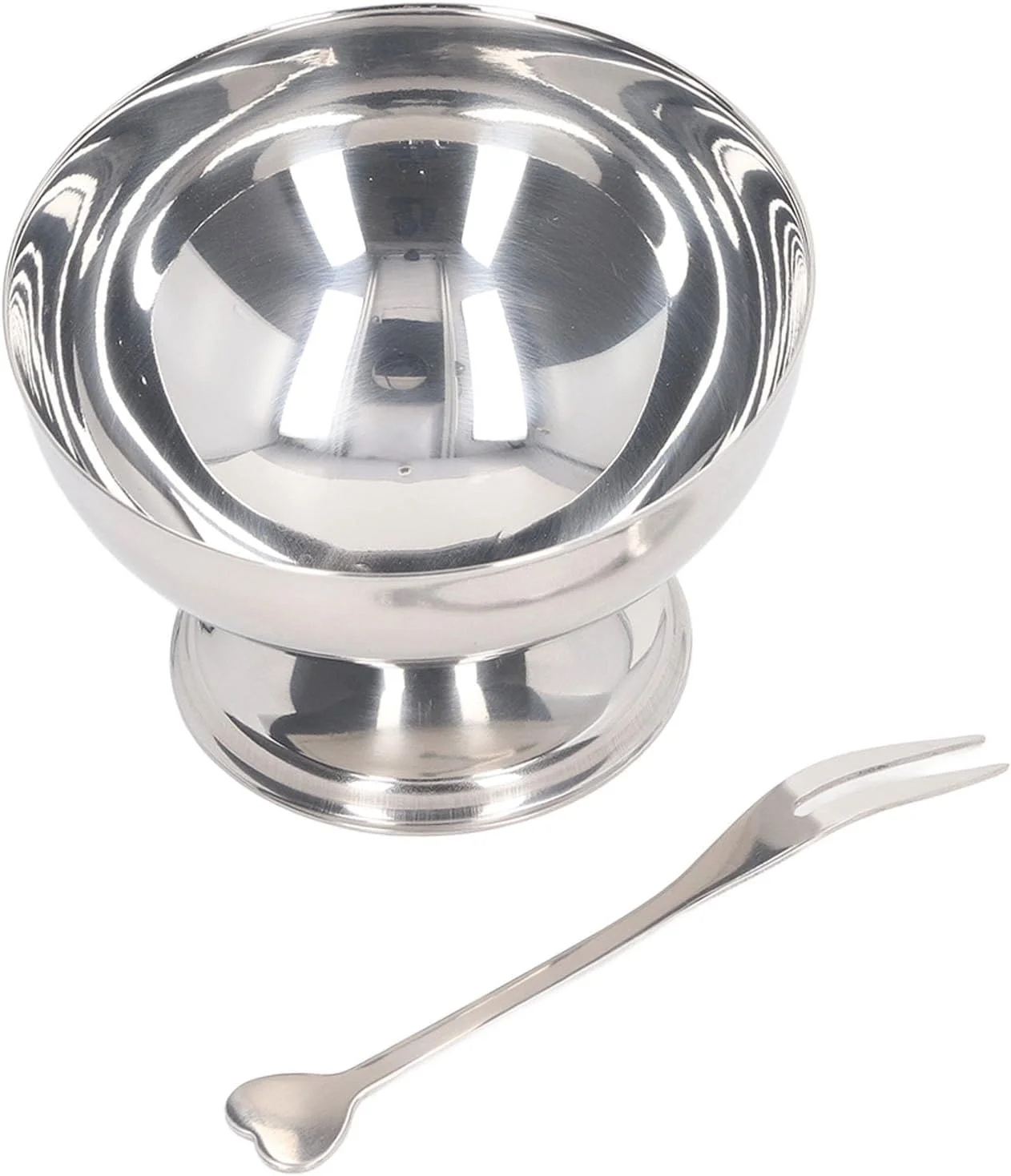 ست کاسه بستنی خوری Cryfokt با چنگال، کاسه های دسر استیل ضد زنگ برای پودینگ، سالاد، ترایفل، کاسه سوپ با تمیز کردن آسان برای خانه، هتل، رستوران (150 میلی لیتر)