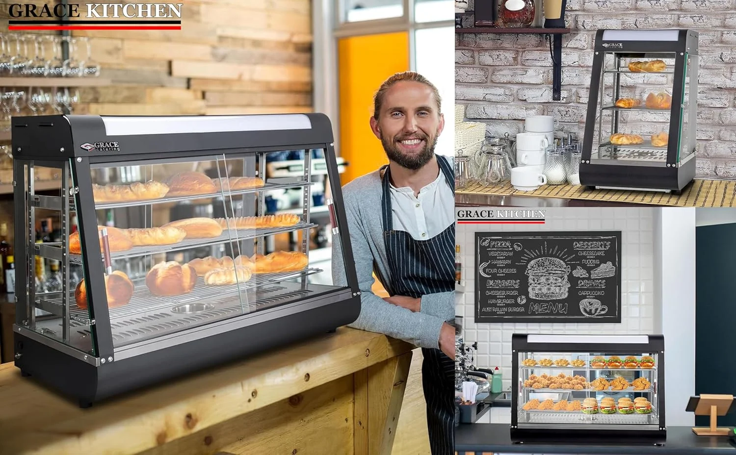 گرمکن غذا تجاری گریس، گرمکن پیتزا، 3 طبقه، گرمکن شیرینی، درب های کشویی شیشه ای سکوریت، ویترین گرمکن پیتزا، نور گرم LED، گرمکن ویترینی غذا (NB-604-380x480x640) گرمکن غذا تجاری گریس، گرمکن پیتزا، 3 طبقه، گرمکن شیرینی، درب های کشویی شیشه ای سکوریت، ویترین گرمکن پیتزا، نور گرم LED، گرمکن ویترینی غذا (NB-604-380x480x640)