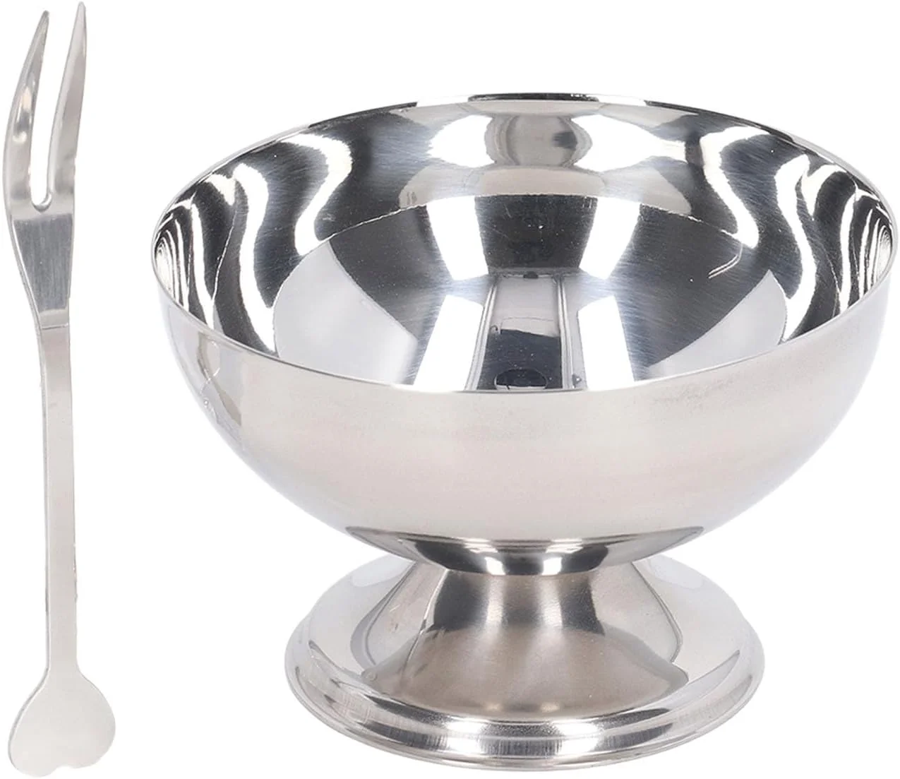 ست کاسه بستنی خوری Cryfokt با چنگال، کاسه های دسر استیل ضد زنگ برای پودینگ، سالاد، ترایفل، کاسه سوپ با تمیز کردن آسان برای خانه، هتل، رستوران (150 میلی لیتر)