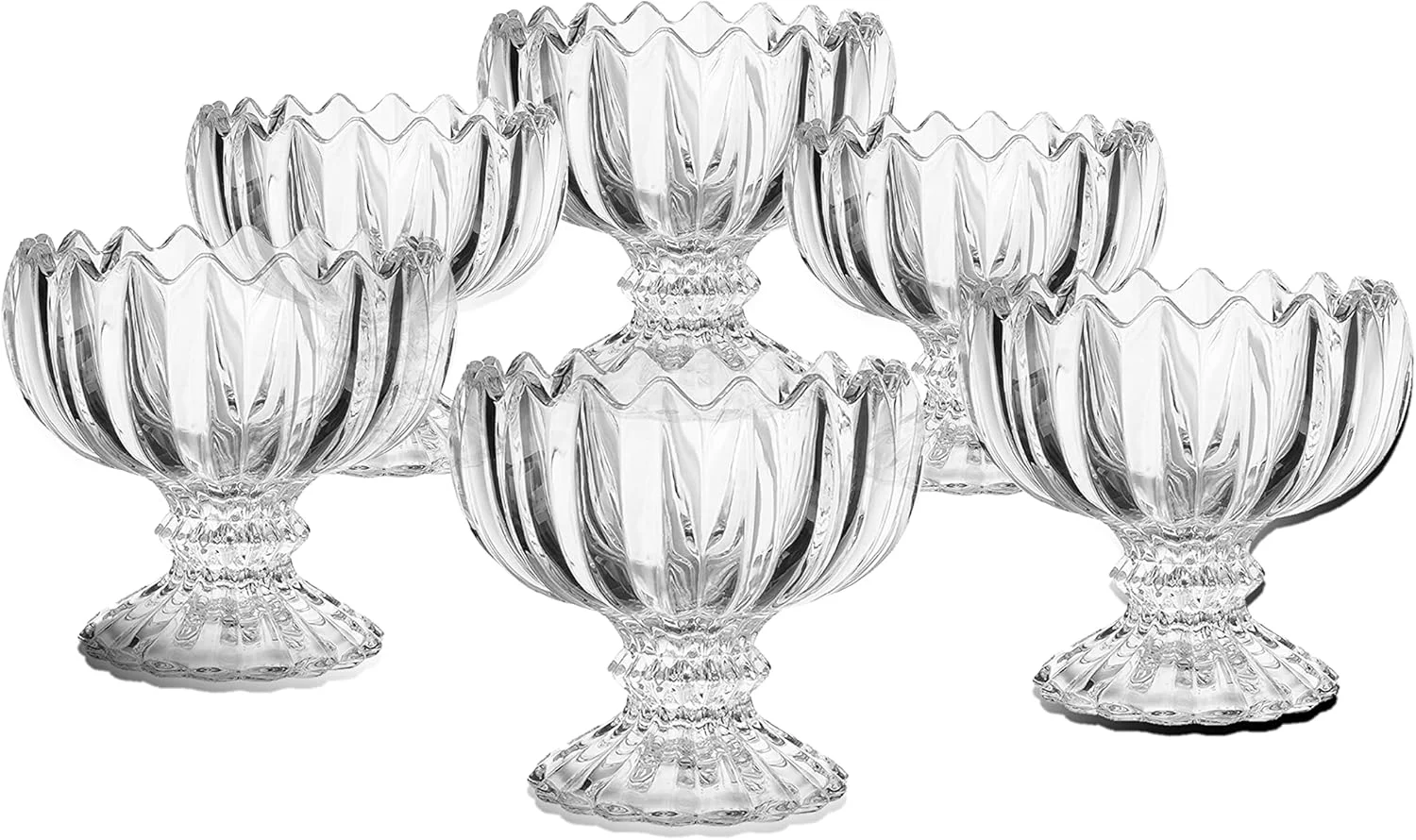 ظرف بستنی دلی گلس، جام بستنی خوری 6 عددی، ظرفیت 120 میلی لیتر، شفاف، BQL026