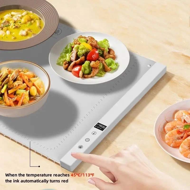 سینی گرم نگهدارنده برقی دکور کابین برای غذا - کنترل دمای قابل تنظیم، گرمایش سریع، تشک گرم کننده سیلیکونی تاشو برای مهمانی ها، بوفه ها، خانه، دفتر و رستوران ها | 5 تنظیمات دما