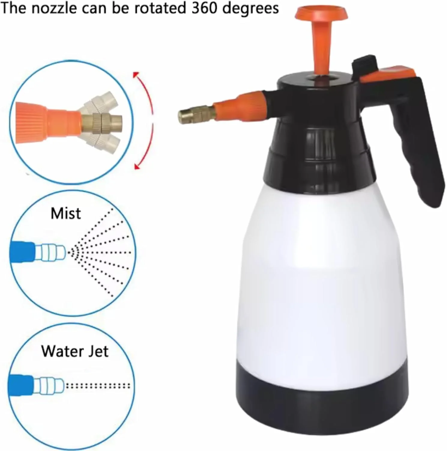 بطری اسپری فشار قوی 1 لیتری AKC – سمپاش پنوماتیک پمپ دستی برای شستشوی خودرو، نظافت و باغبانی | نازل برنجی قابل تنظیم | سمپاش دستی پلاستیکی سنگین