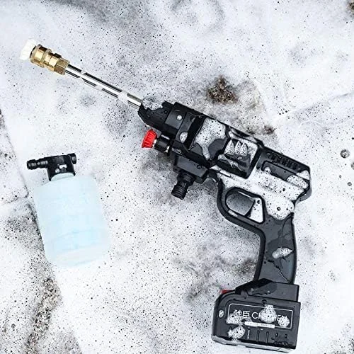 کارواش شارژی قابل حمل althiqahkey 24V، دستگاه تمیز کننده فشار قوی برقی 200 وات 30 بار لیتیومی دستی با نازل تولید فوم و پمپ آب (مشکی 24 ولت)