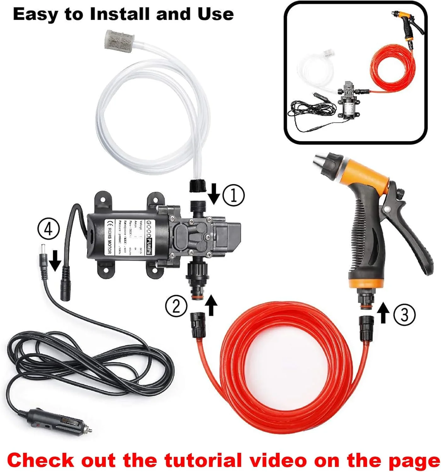 کارواش قابل حمل 12 ولت big-autoparts، پمپ برقی 100 وات 160PSI با شلنگ PVC به طول 6.5 متر، مناسب برای تمیز کردن خودرو، خانه، باغ و حیوانات خانگی