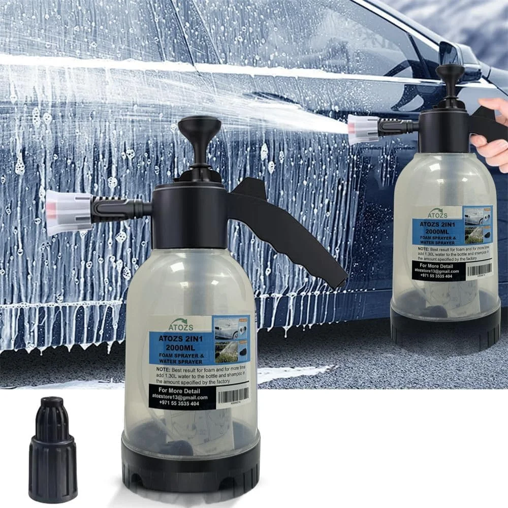 اسپری فوم برف آتوزد، اسپری صابون دستی سنگین، بطری اسپری فوم تحت فشار، سمپاش باغی، بطری اسپری فوم کارواش، بطری آبپاش باغی، فوم ساز غلیظ خودرو، 2 لیتر