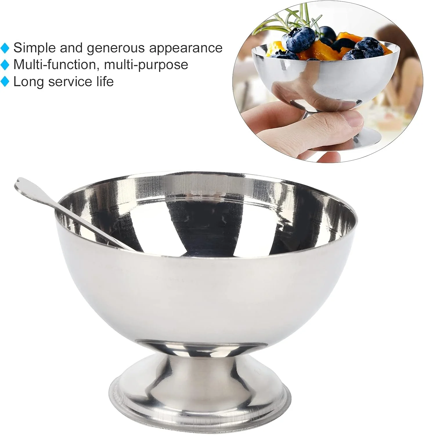 کاسه دسر، مقاوم در برابر افتادن و زنگ زدگی، استیل ضد زنگ متوسط، کاسه های کوچک با چنگال برای دسر، تنقلات و سرو بستنی Wzsydn کاسه دسر، مقاوم در برابر افتادن و زنگ زدگی، استیل ضد زنگ متوسط، کاسه های کوچک با چنگال برای دسر، تنقلات و سرو بستنی Wzsydn