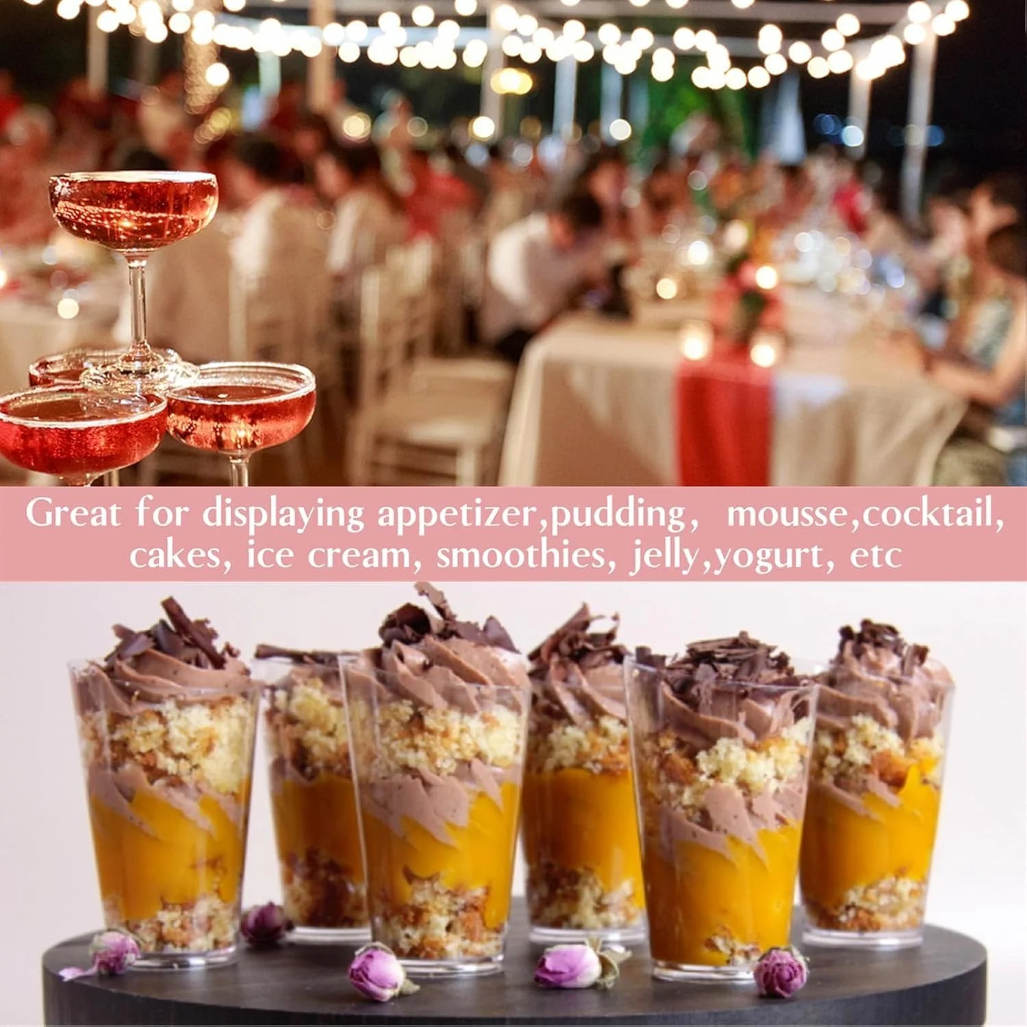 بسته 50 عددی فنجان دسر مینیاتوری گرد 3 اونسی به همراه قاشق، فنجان های شفاف پلاستیکی دسر شات برای مهمانی، ماست، پارفه، چیزکیک، پودینگ، ژله و پیش غذا بسته 50 عددی فنجان دسر مینیاتوری گرد 3 اونسی به همراه قاشق، فنجان های شفاف پلاستیکی دسر شات برای مهمانی، ماست، پارفه، چیزکیک، پودینگ، ژله و پیش غذا