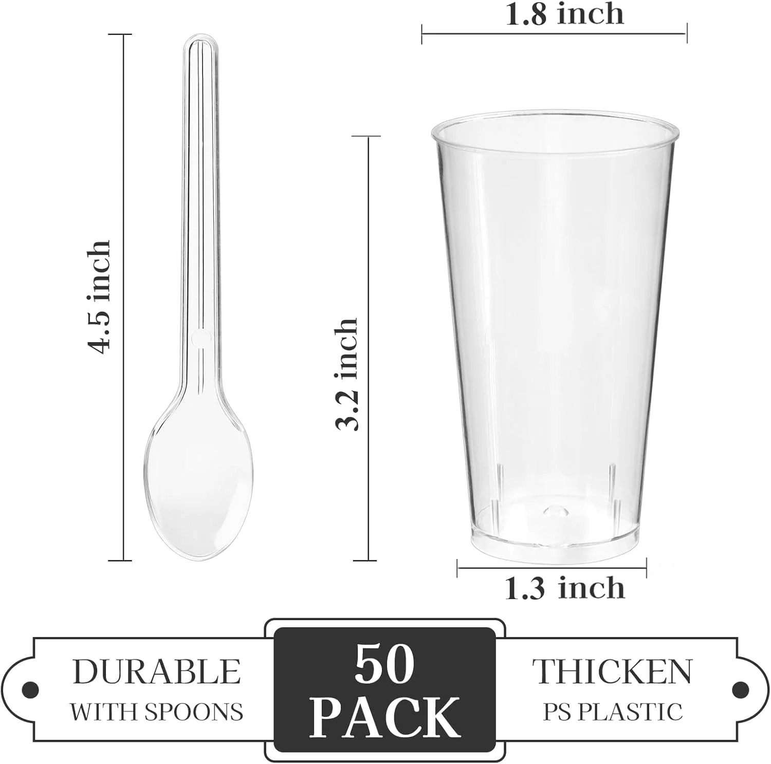 بسته 50 عددی فنجان دسر مینیاتوری گرد 3 اونسی به همراه قاشق، فنجان های شفاف پلاستیکی دسر شات برای مهمانی، ماست، پارفه، چیزکیک، پودینگ، ژله و پیش غذا بسته 50 عددی فنجان دسر مینیاتوری گرد 3 اونسی به همراه قاشق، فنجان های شفاف پلاستیکی دسر شات برای مهمانی، ماست، پارفه، چیزکیک، پودینگ، ژله و پیش غذا
