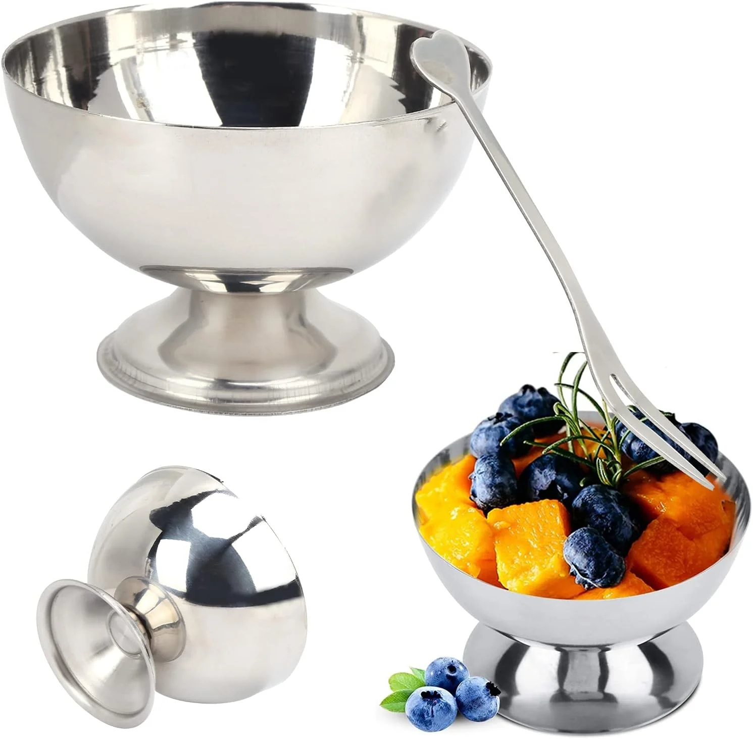 کاسه دسر، مقاوم در برابر افتادن و زنگ زدگی، استیل ضد زنگ متوسط، کاسه های کوچک با چنگال برای دسر، تنقلات و سرو بستنی Wzsydn کاسه دسر، مقاوم در برابر افتادن و زنگ زدگی، استیل ضد زنگ متوسط، کاسه های کوچک با چنگال برای دسر، تنقلات و سرو بستنی Wzsydn