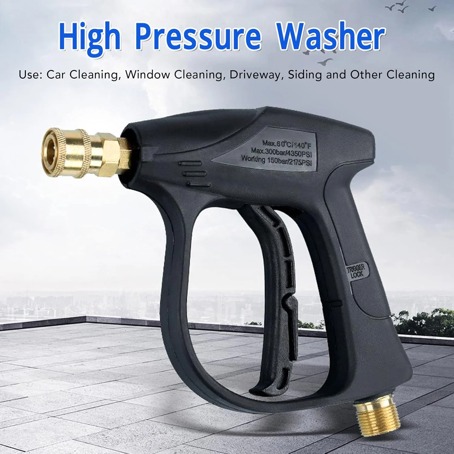 تفنگ کارواش فشار قوی banapoy، کیت تفنگ کارواش 4350 PSI با 5 نازل کارواش، اتصال سریع 1/4 اینچی، دسته تفنگ کارواش برای شستشوی خودرو