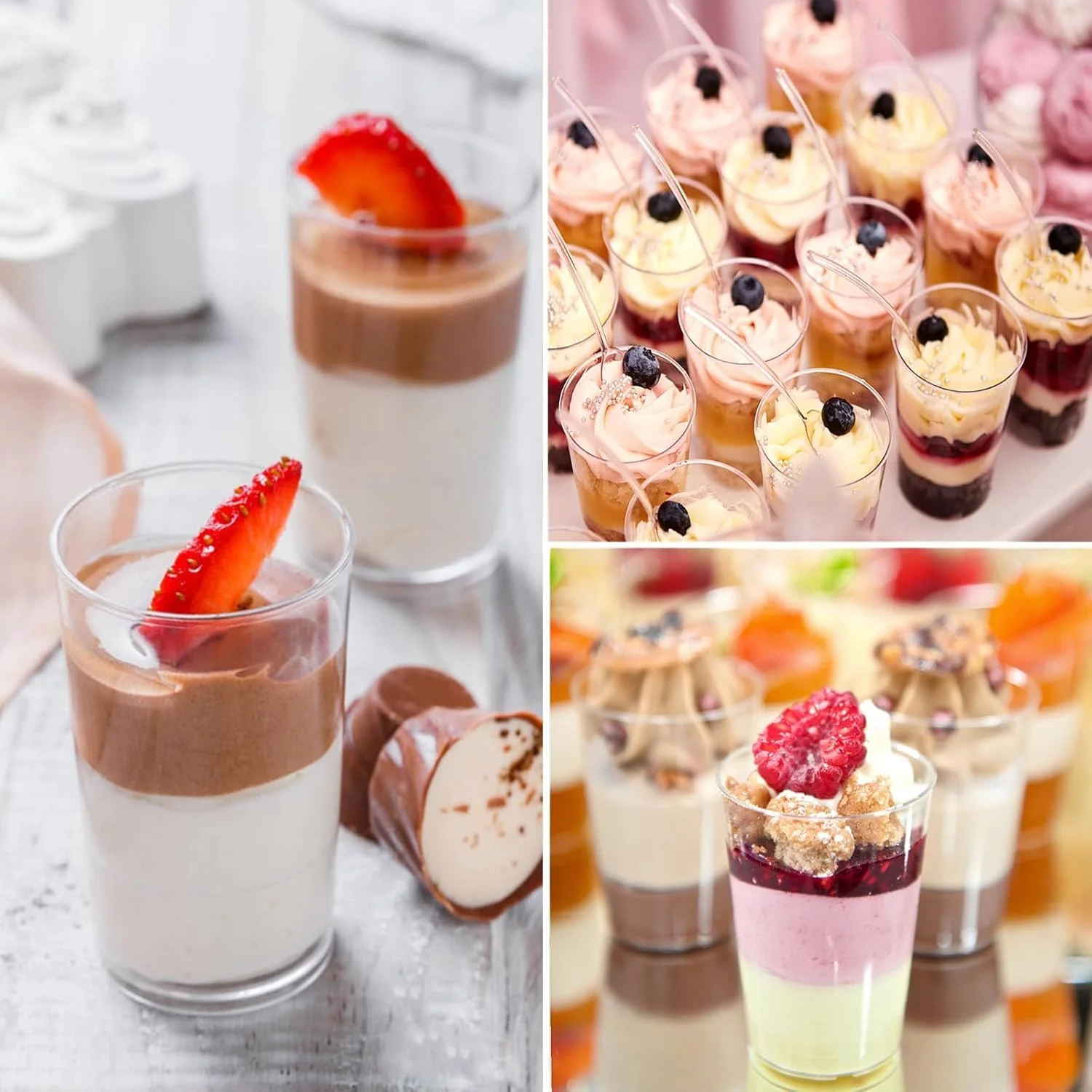 بسته 50 عددی فنجان دسر مینیاتوری گرد 3 اونسی به همراه قاشق، فنجان های شفاف پلاستیکی دسر شات برای مهمانی، ماست، پارفه، چیزکیک، پودینگ، ژله و پیش غذا بسته 50 عددی فنجان دسر مینیاتوری گرد 3 اونسی به همراه قاشق، فنجان های شفاف پلاستیکی دسر شات برای مهمانی، ماست، پارفه، چیزکیک، پودینگ، ژله و پیش غذا