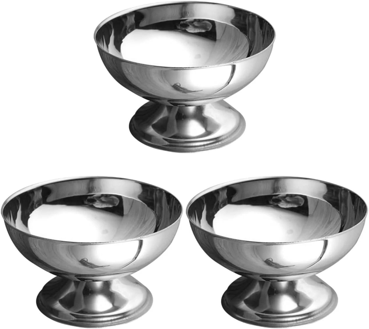 DOITOOL 3 عدد کاسه بستنی استیل ضد زنگ، فنجان های بستنی فلزی کاسه های سالاد قابل استفاده مجدد کاسه های دسر فنجان های میوه پایه دار گرد برای دسر بستنی میوه ای پودینگ، 10X10X6.5CM DOITOOL 3 عدد کاسه بستنی استیل ضد زنگ، فنجان های بستنی فلزی کاسه های سالاد قابل استفاده مجدد کاسه های دسر فنجان های میوه پایه دار گرد برای دسر بستنی میوه ای پودینگ، 10X10X6.5CM