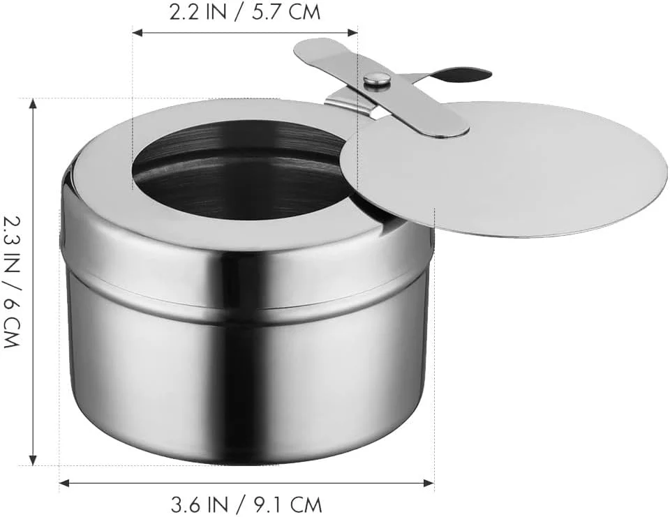 DOITOOL نگهدارنده قوطی سوخت استیل ضد زنگ 6 عددی - قوطی سوخت ظرف گرم کننده غذا - نگهدارنده سوخت گرد با پوشش برای گرم کننده های بوفه