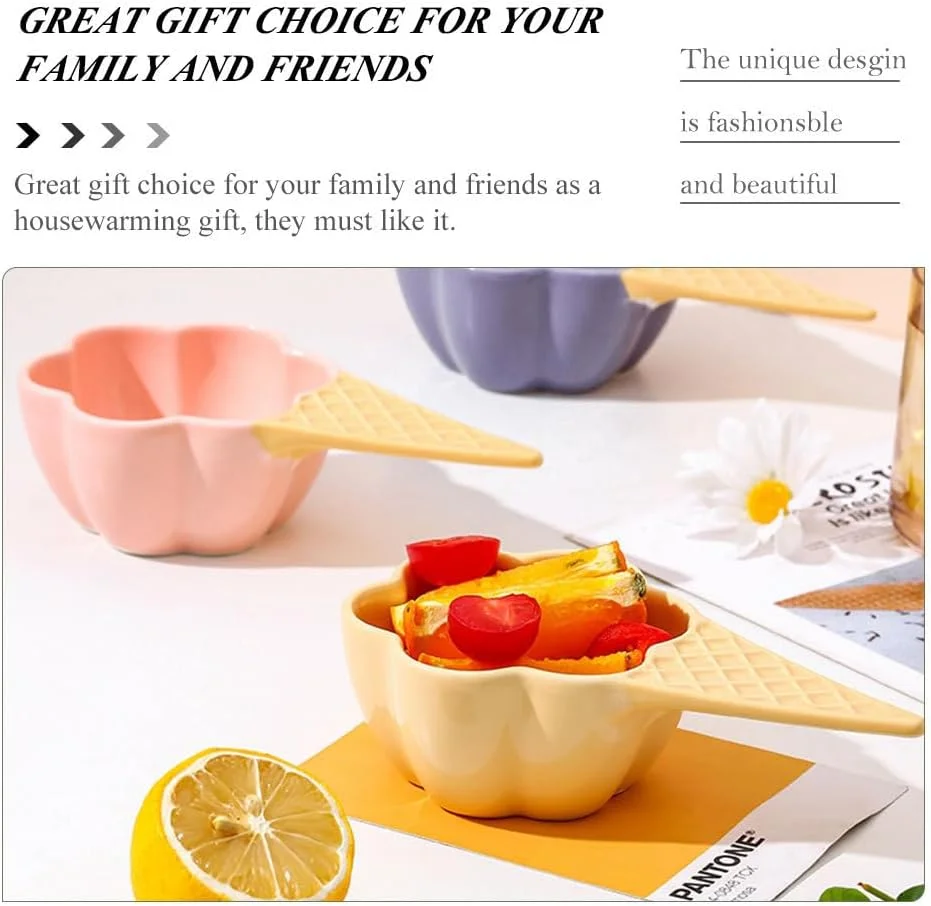 DOITOOL کاسه های مخلوط شیشه ای، کاسه های بستنی قیفی شکل، کاسه های بستنی سرامیکی با دسته، فنجان های بستنی خوری چینی، کاسه مخلوط سالاد، کاسه سرو دسر، ظرف تزئینی تنقلات، کاسه شیشه ای ترایفل