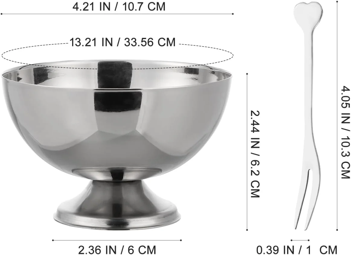 DOITOOL فنجان بستنی استیل ضد زنگ، کاسه های بستنی فلزی کاسه های دسر فنجان کاسه های سس کاسه های کوچک گرد پایه دار ماست میان وعده فنجان های میوه ای برای بستنی پارفه پودینگ، 10.7X10.7X6.2CM