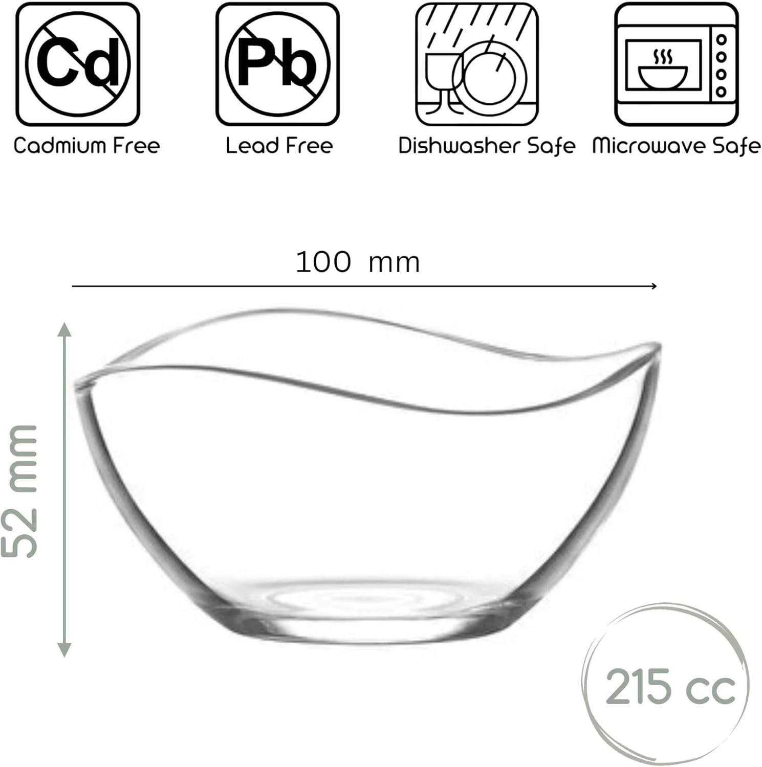 ست 6 تایی کاسه دسر شیشه ای DMA-Z - 215 میلی لیتر بدون سرب - ایده آل برای پودینگ و غیره
